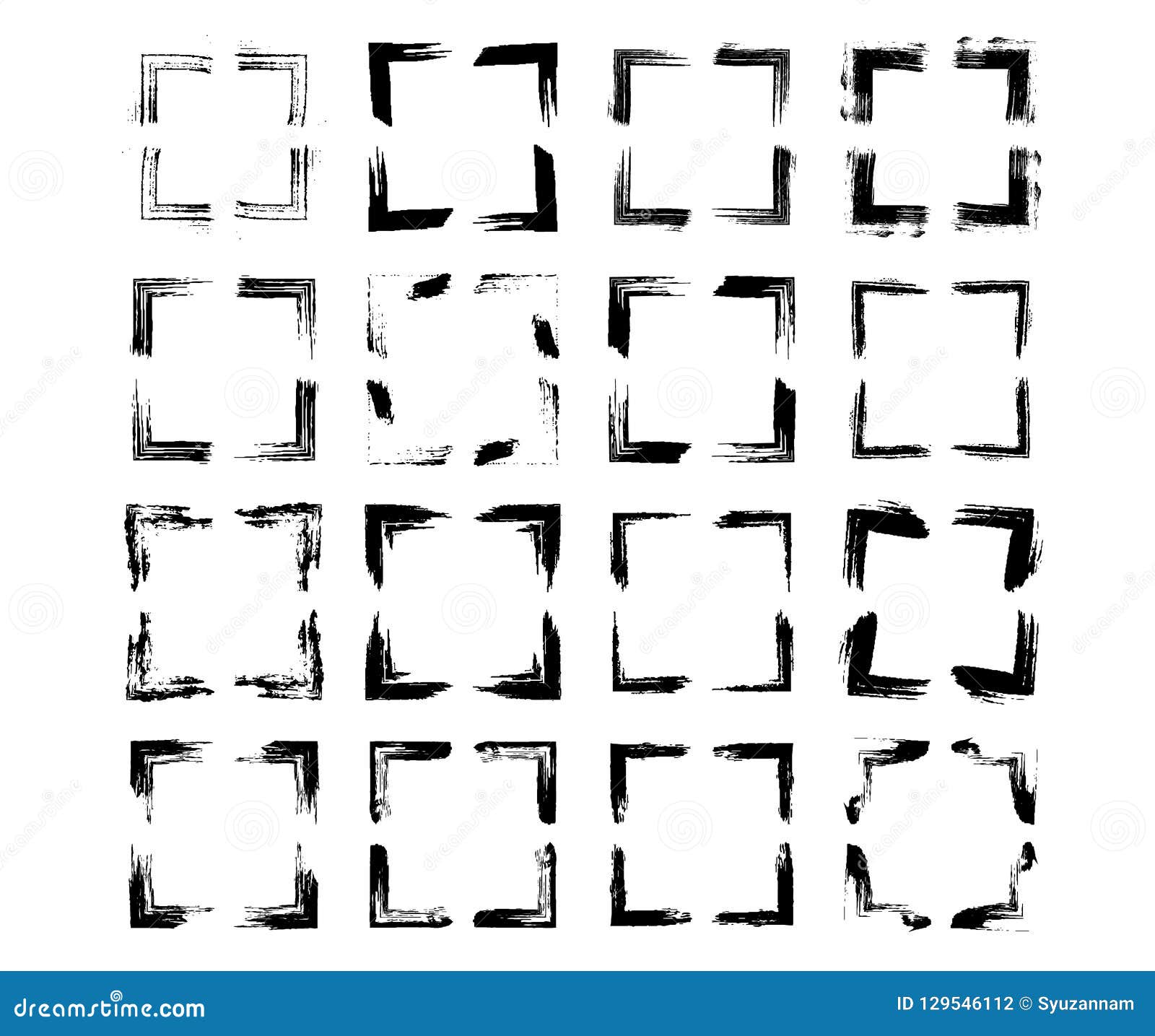 set of black rectangle empy grunge frames.  .