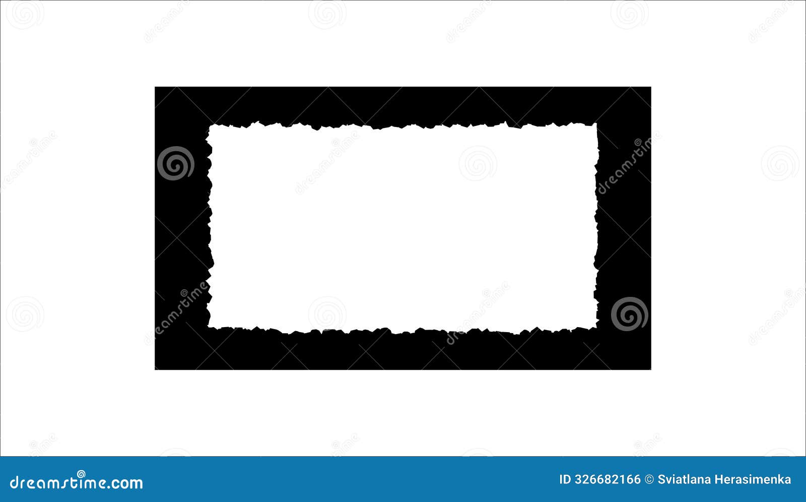 Set of Black Rectangular Frames with Jagged Uneven Edges Isolated on ...