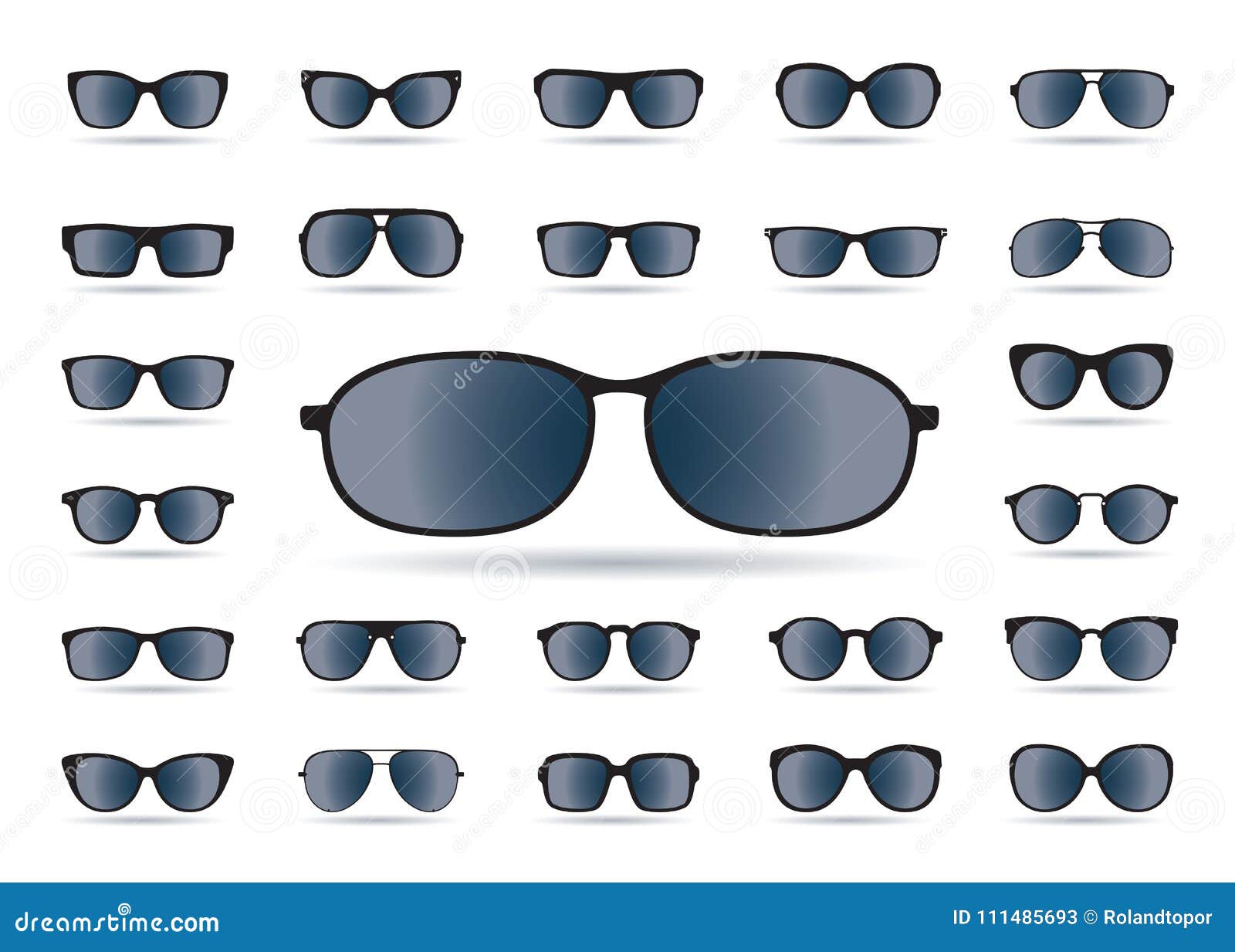 Set of Black Sunglasses Isolated. Vector Icons. Stock Illustration ...