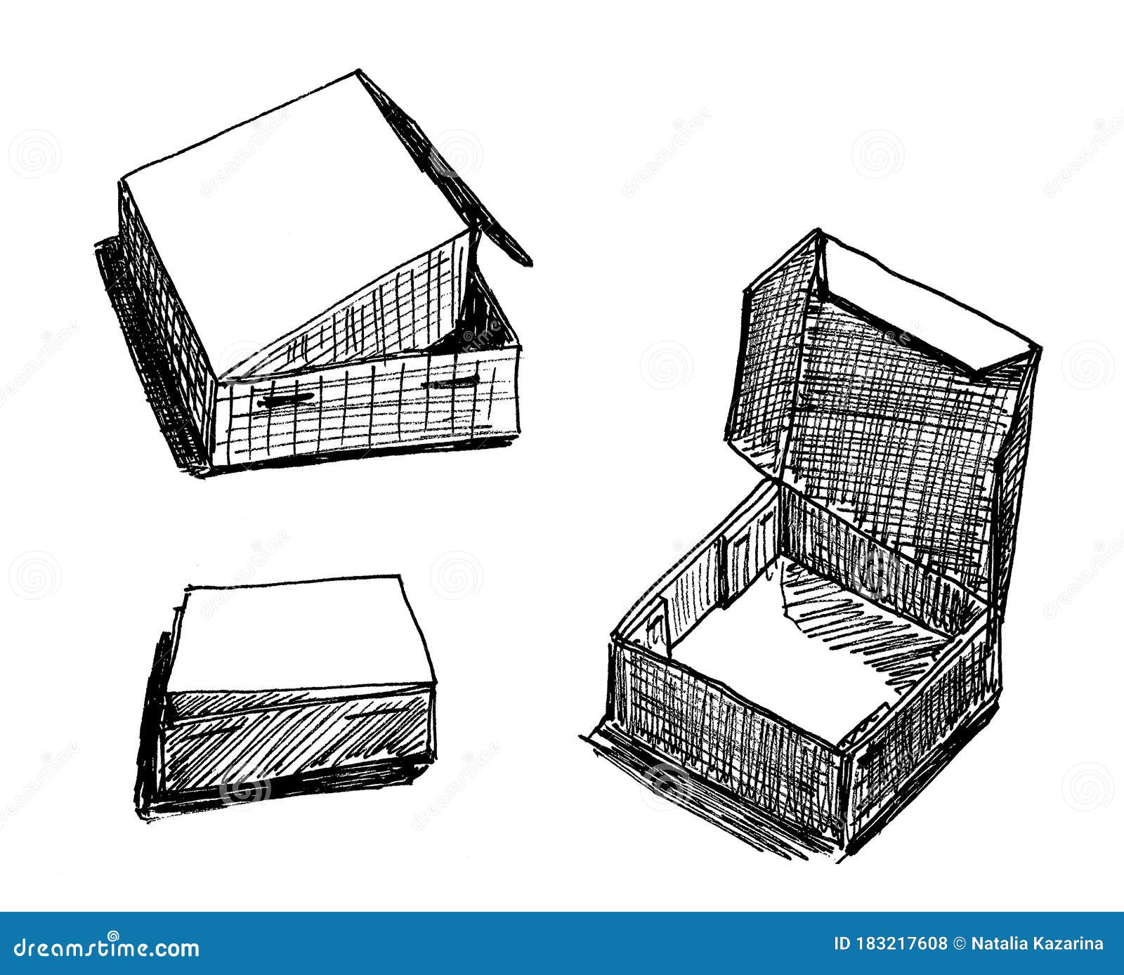 Set of Black and White Box Graphic Images Stock Illustration