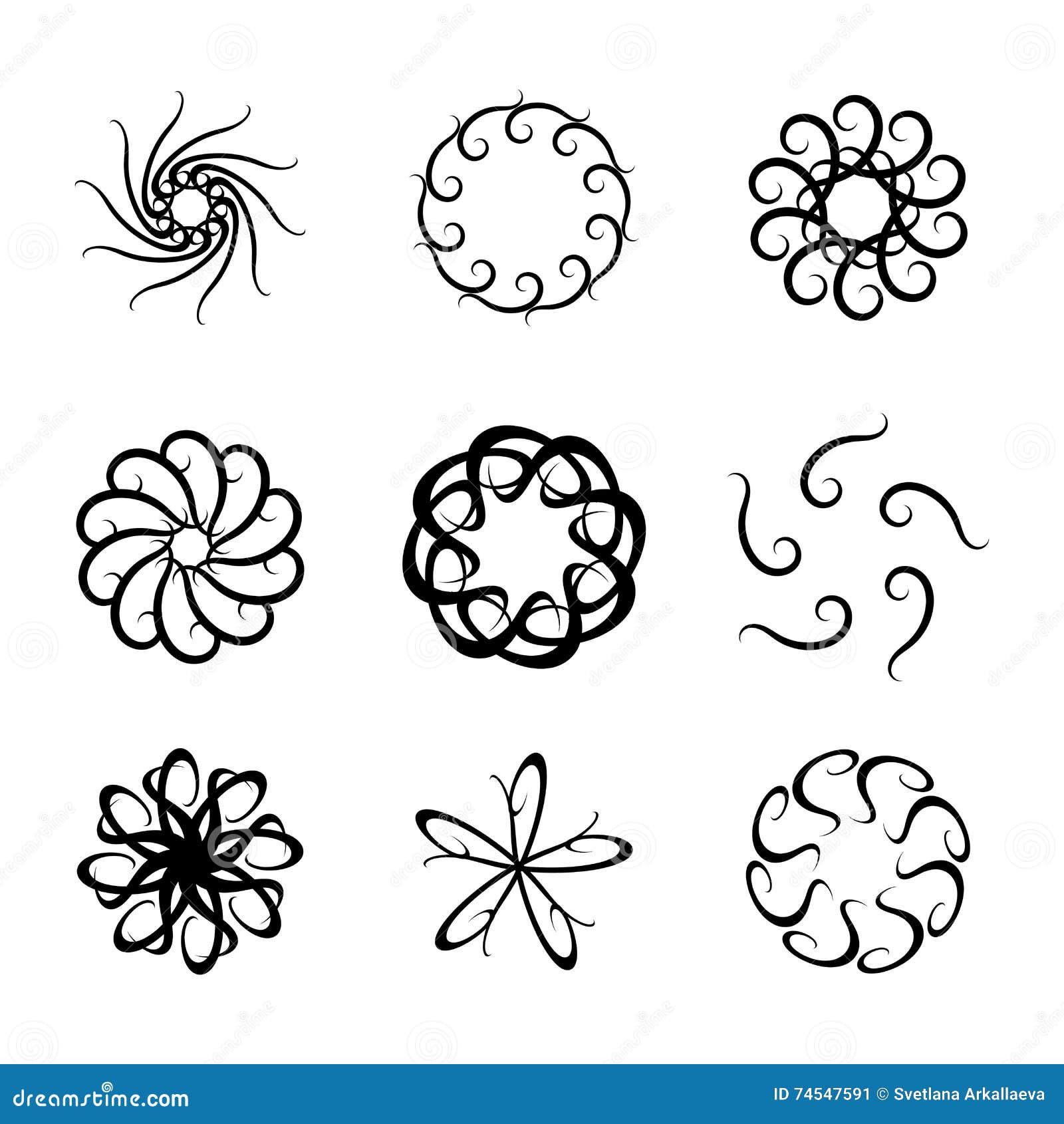 Set of Black and White Logos in Vector EPS Stock Vector Illustration