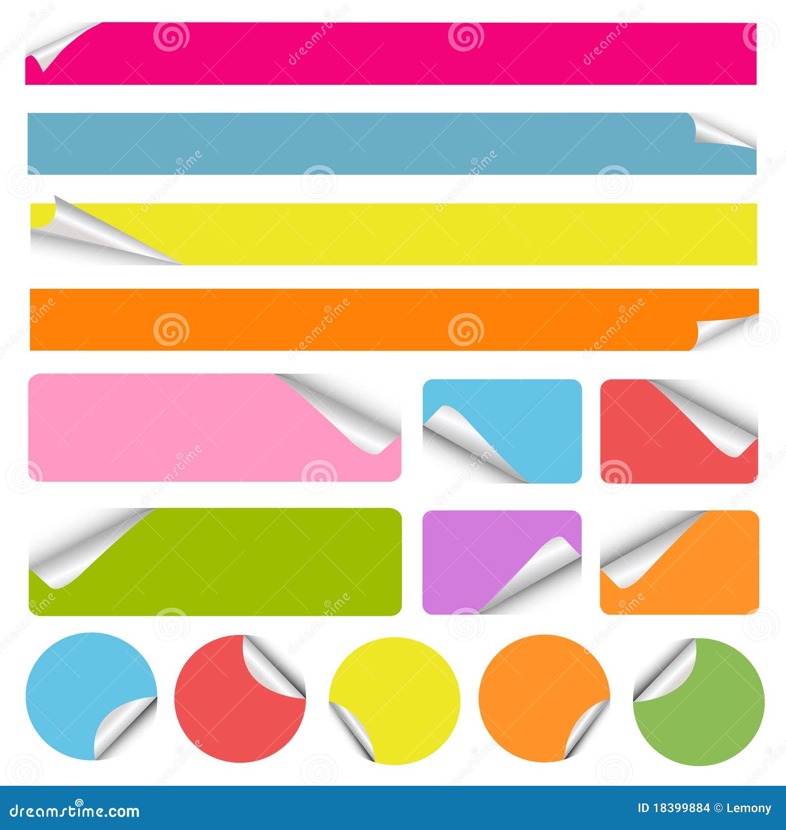 set of blank colorful stickers
