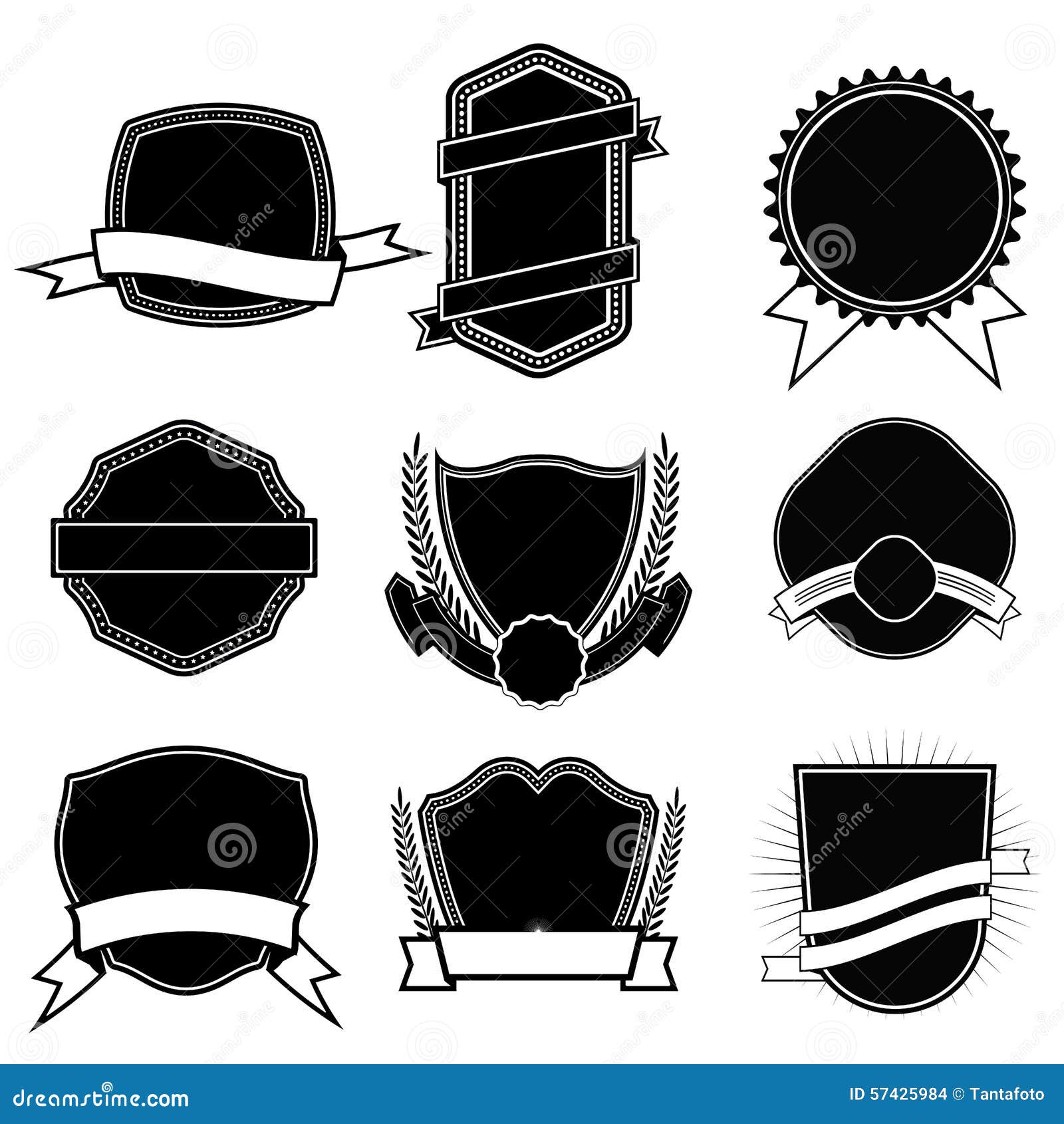 Set of Blank Frame Badges Ribbons and Labels Set 8 Stock Vector ...