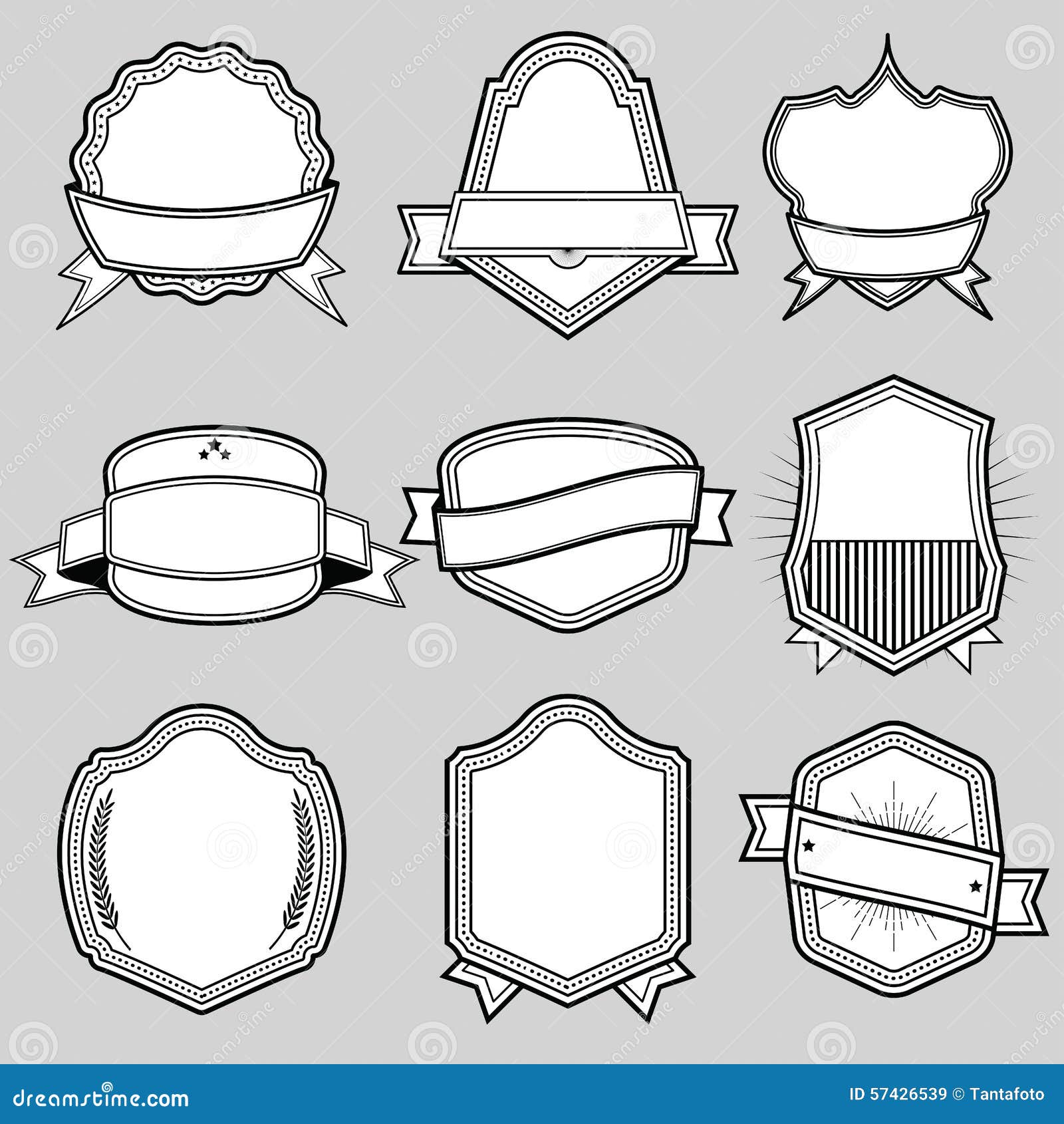 Set of Blank Frame Badges Ribbons and Labels Set 7. Vector Illus Stock ...