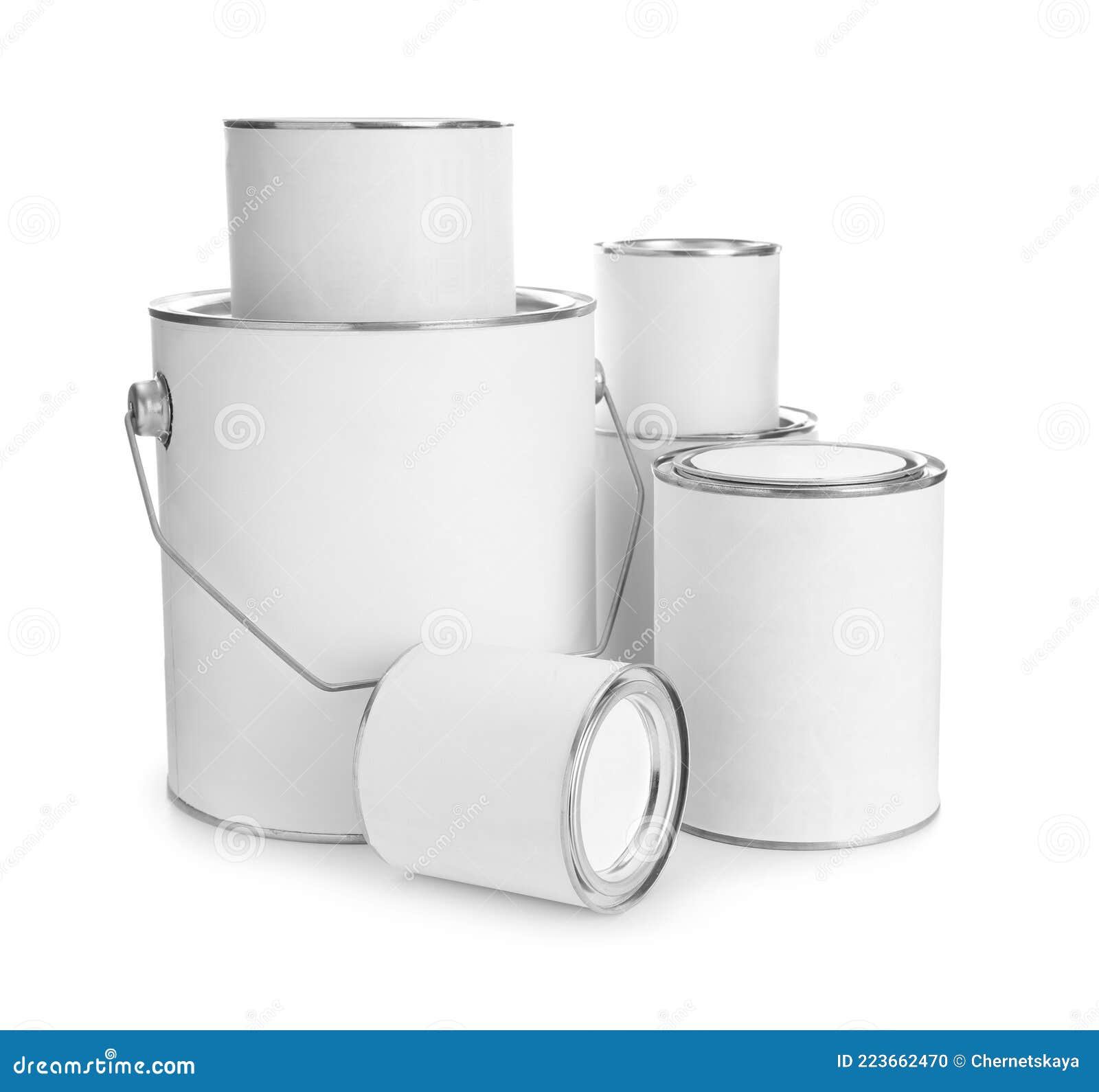 Set of Blank Paint Cans Isolated on White Stock Photo Image of paint