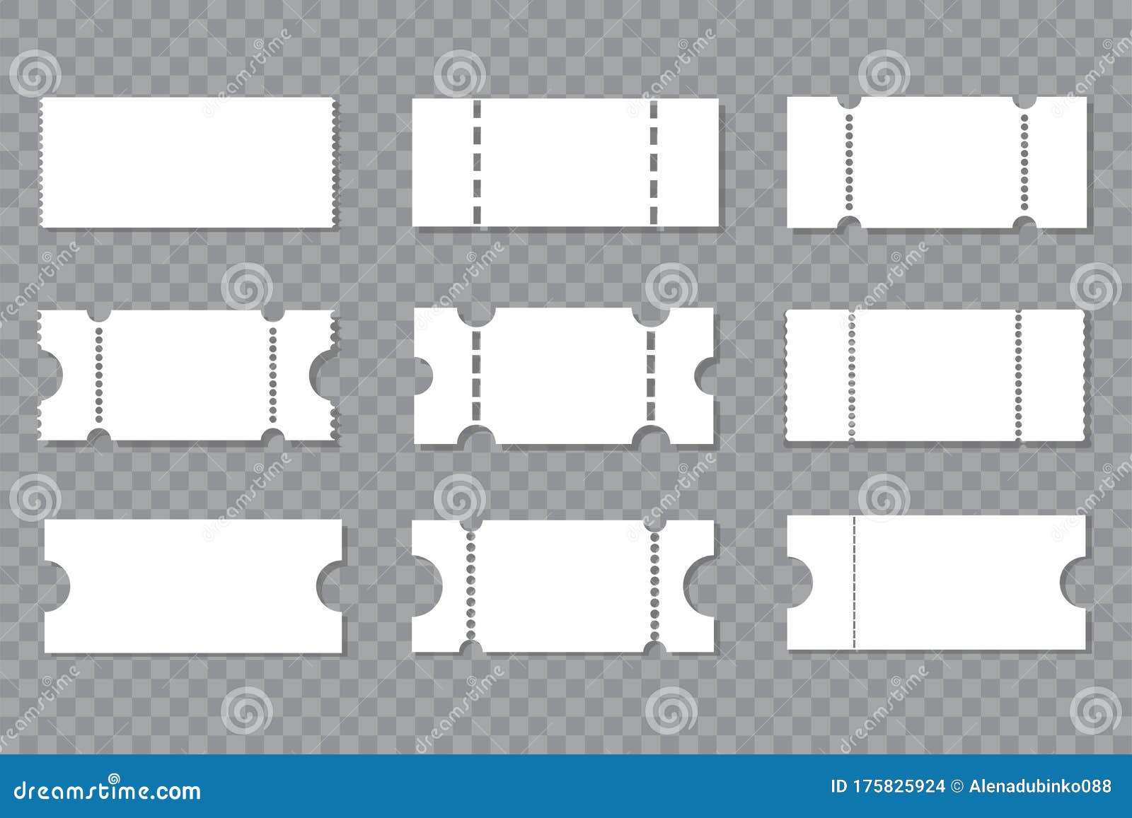 Set Blank Ticket Template. Concert, Movie Or Theater Ticket