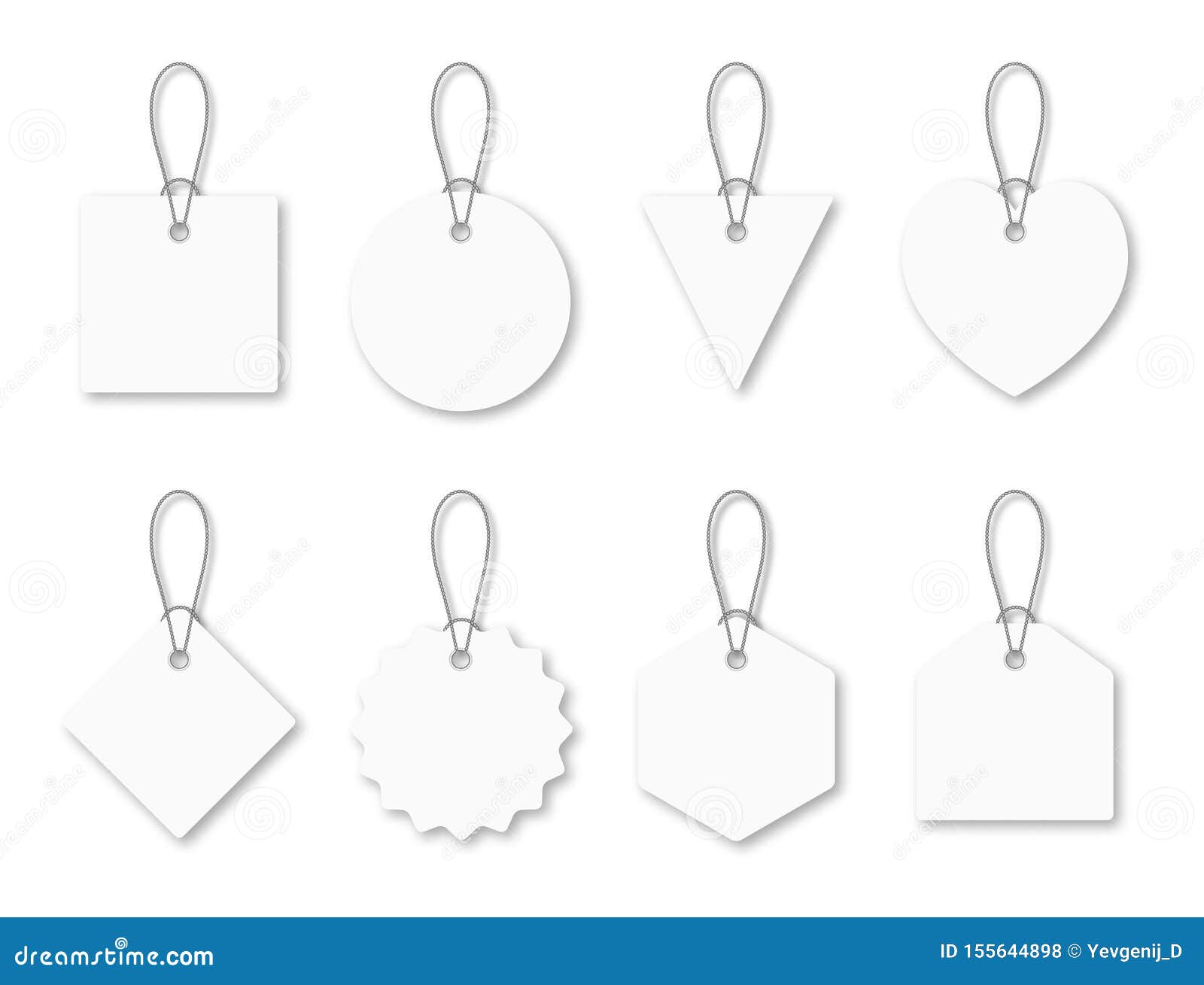 Set blank white tags with rope shopping Royalty Free Vector