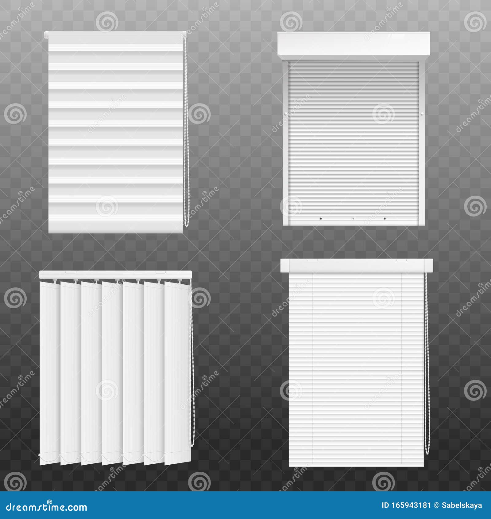 Download Set Of Blind Windows Or Blinds Realistic Vector Mockup Illustration Isolated. Stock Vector ...