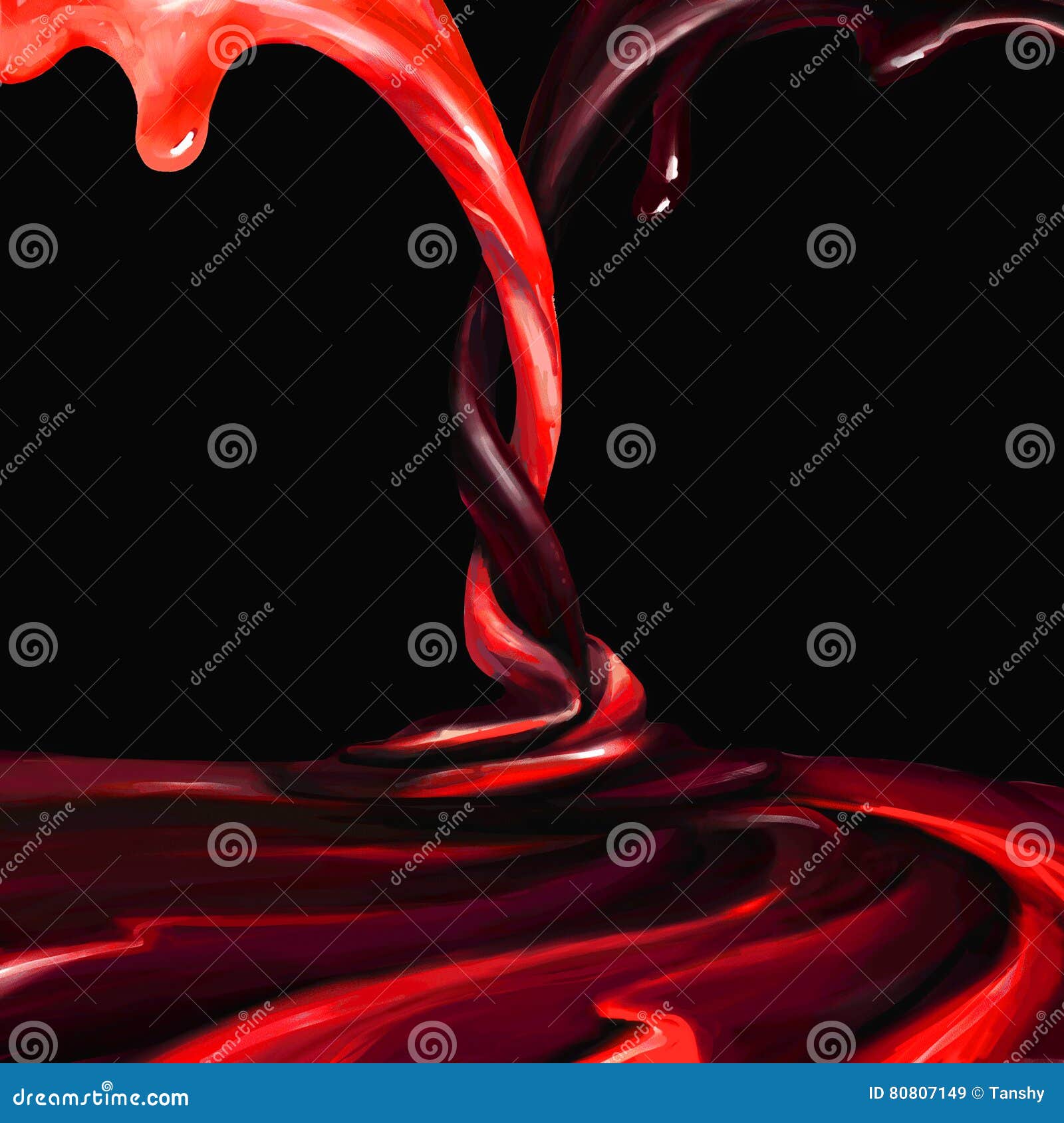 Set Blood Flowing, in Motion, Blood Trickling Down, Isolated Stock