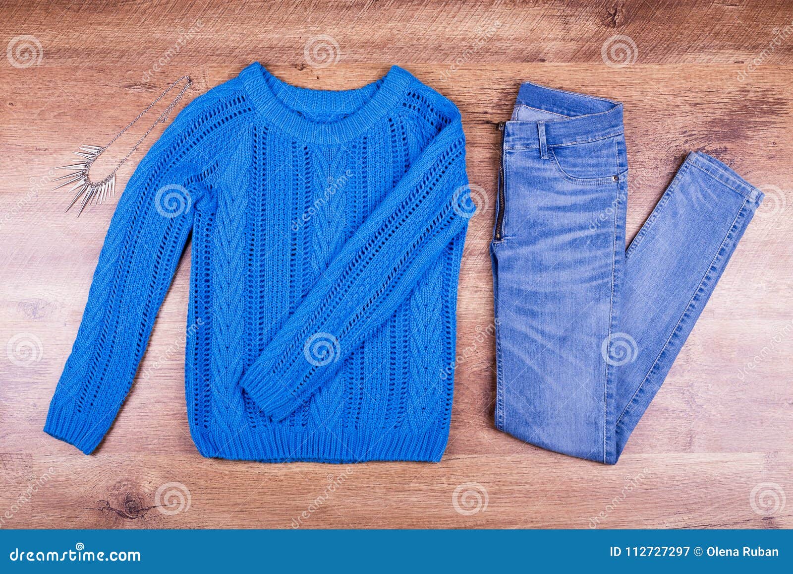 Set of Blue Jeans and Sweaters Stock Image - Image of look, modern ...