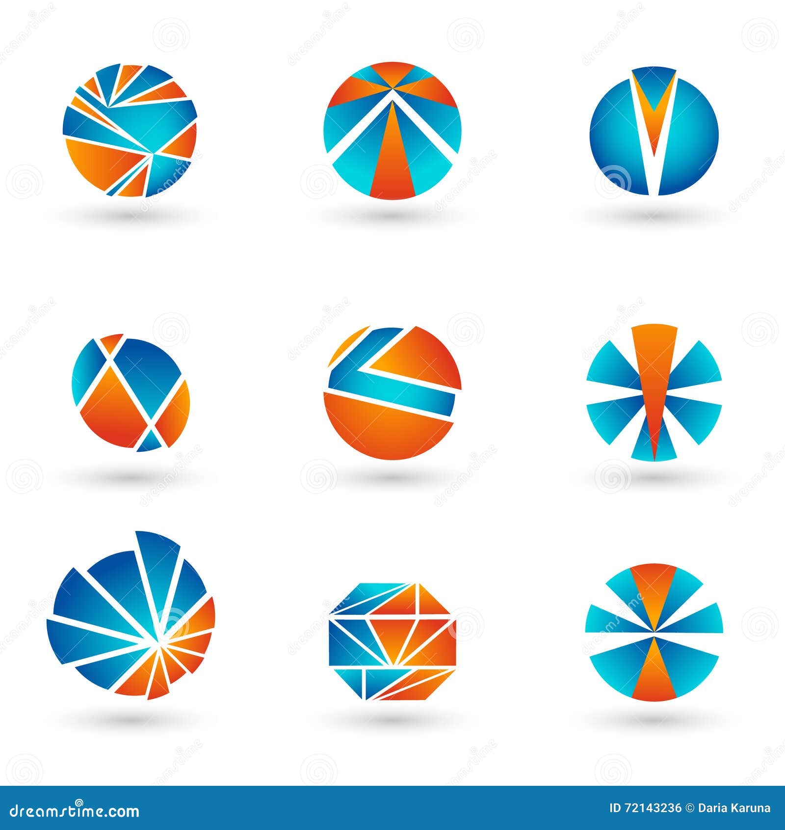 Set of Blue and Orange Logos. Stock Illustration - Illustration of