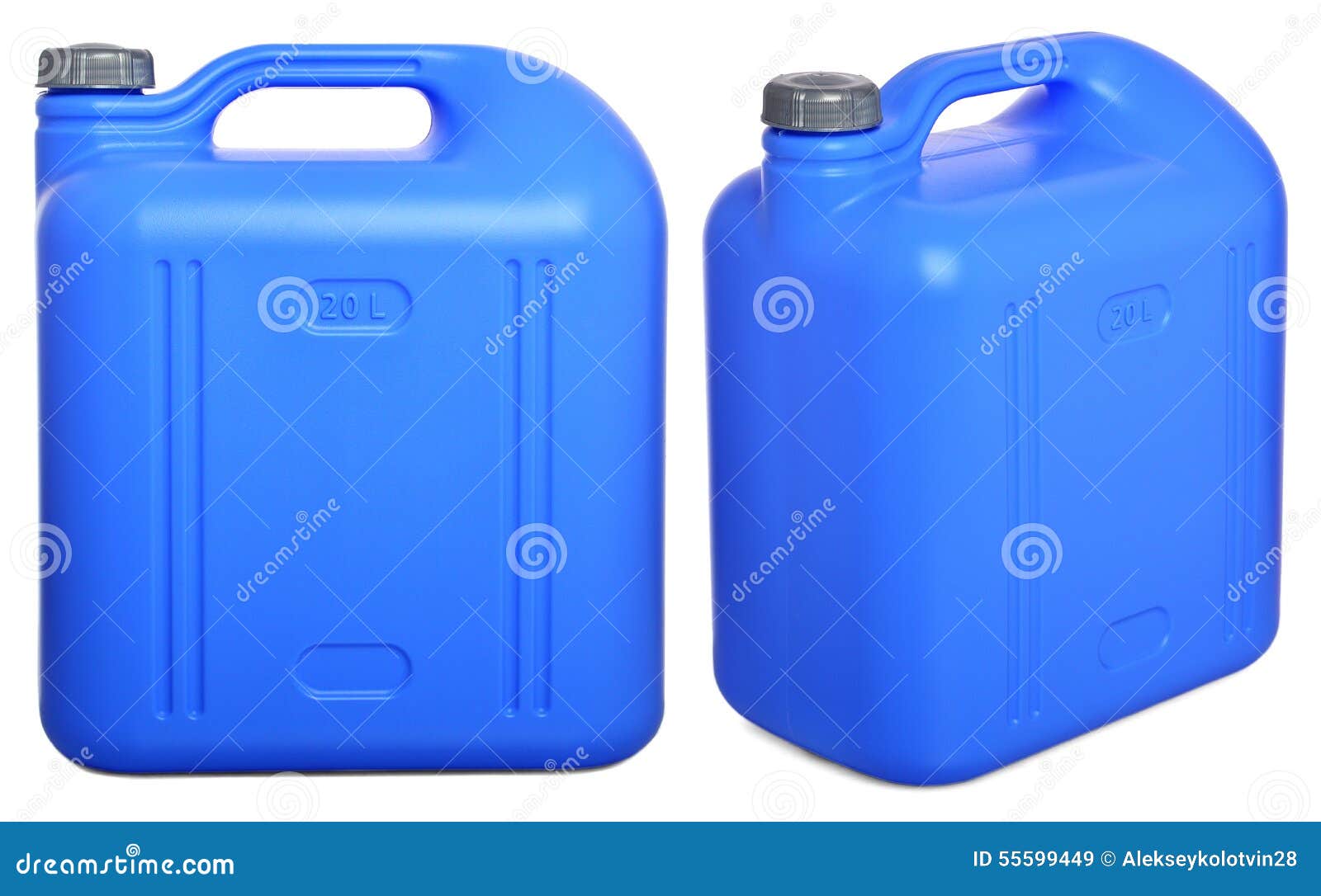 Set Blue Plastic Canister Isolated on White Stock Image Image of