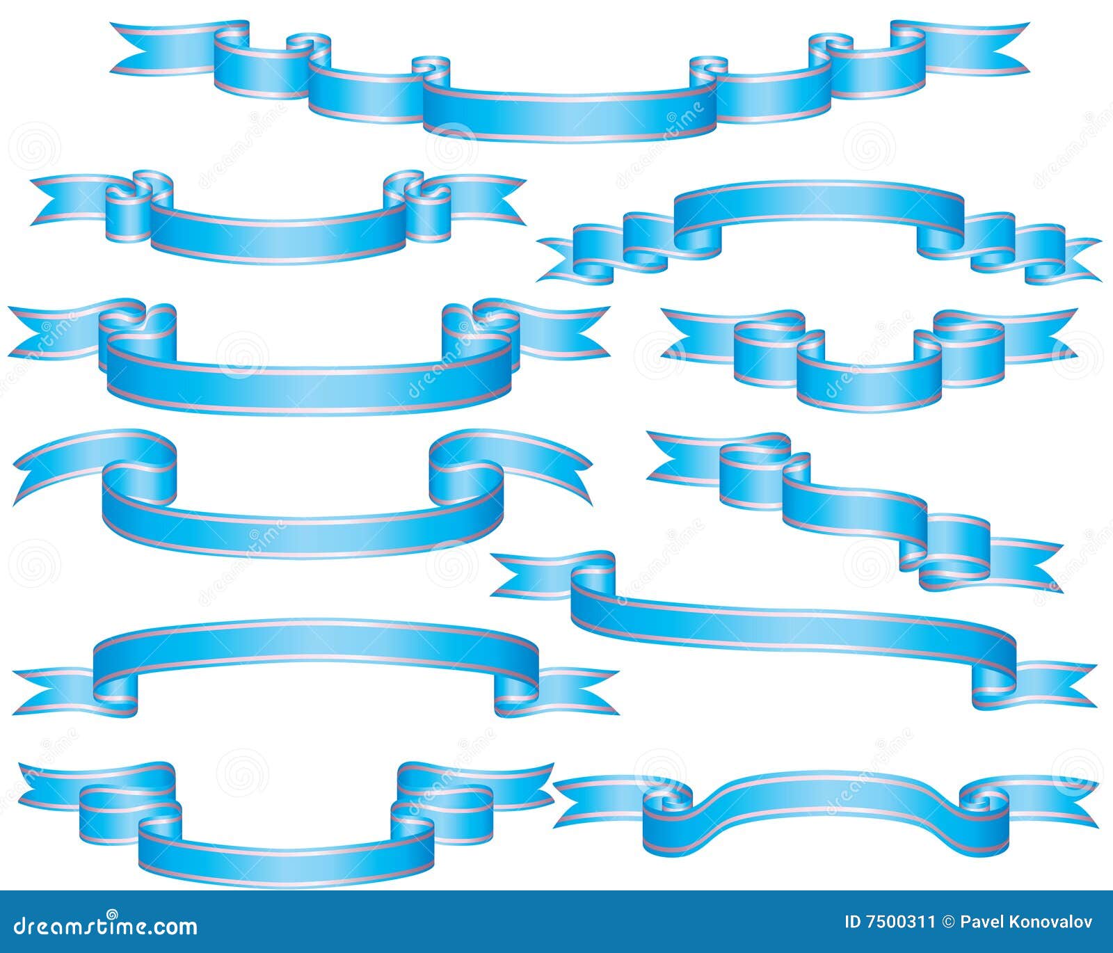 Set of blue ribbons stock vector. Illustration of elegance 7500311