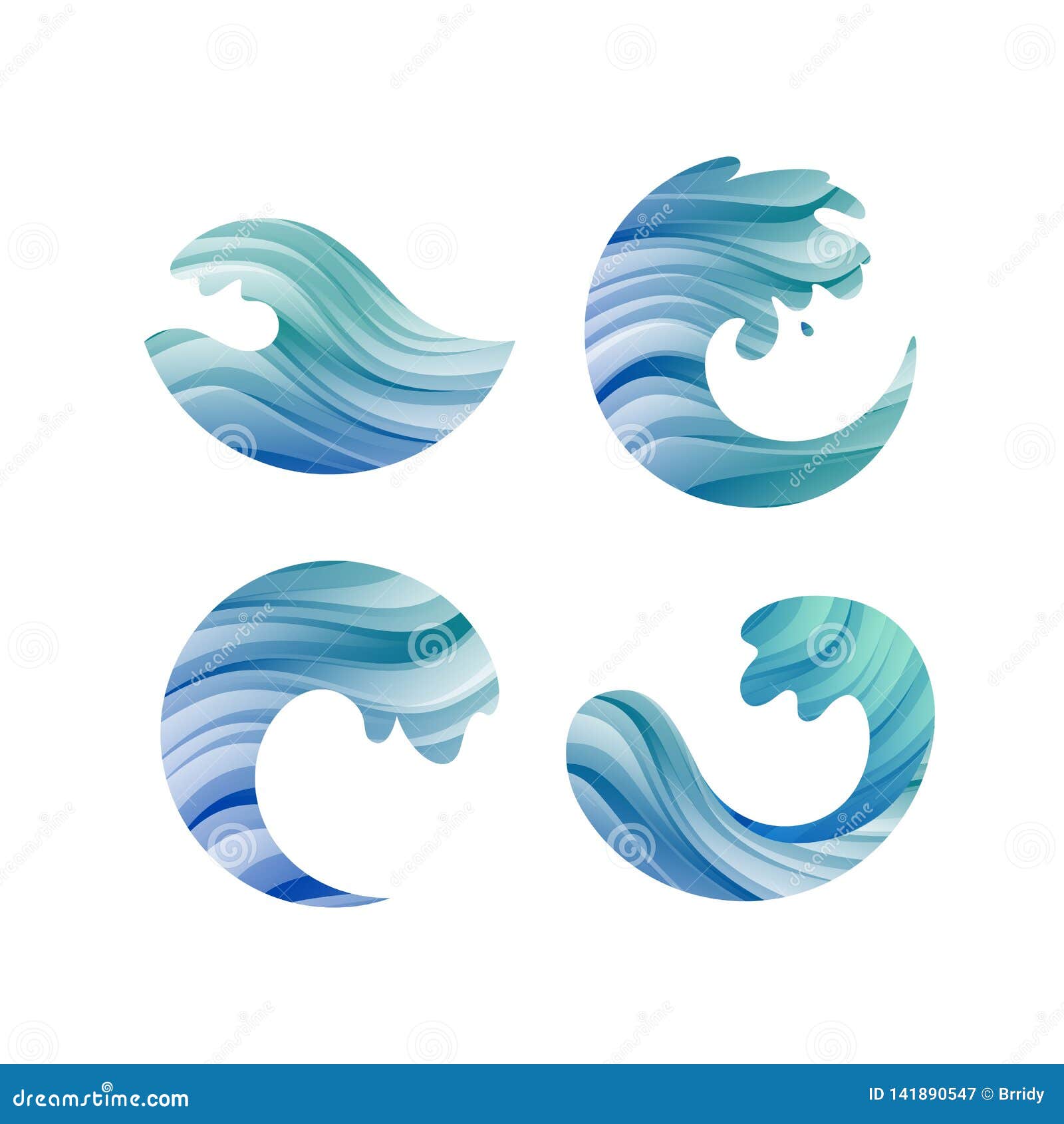 set of blue splashes water s.  wave s. round water flow  .