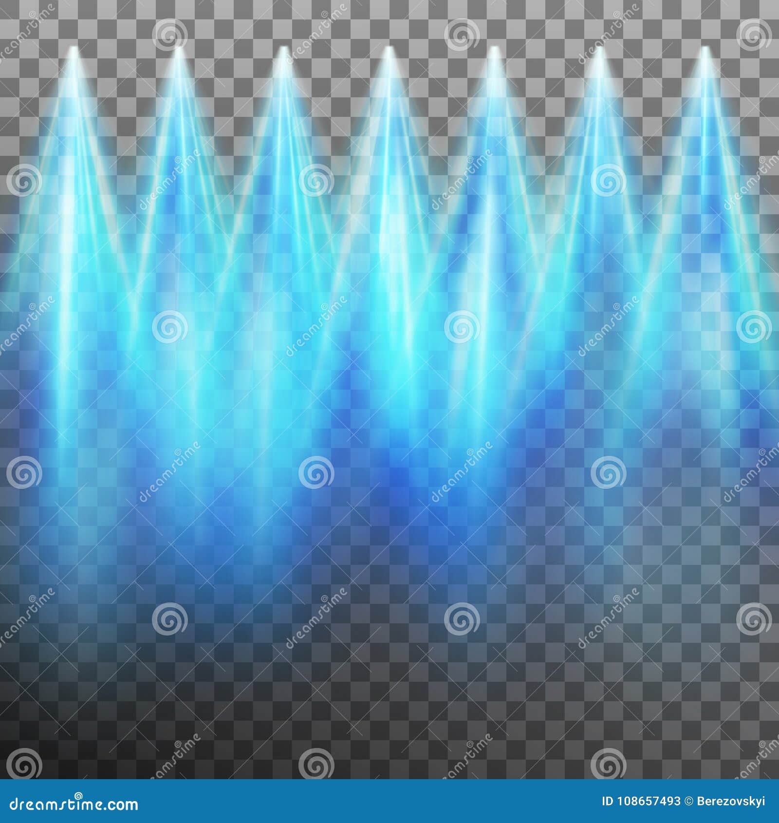 Set of Blue Spotlights. Blue Stage Lights Effect. EPS 10 Vector Stock