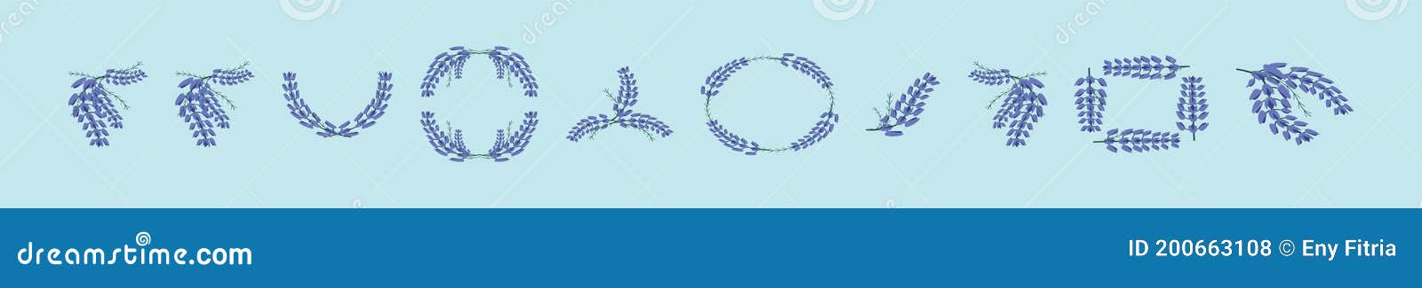 set of bluebonnet cartoon icon  template with various models.    on blue background