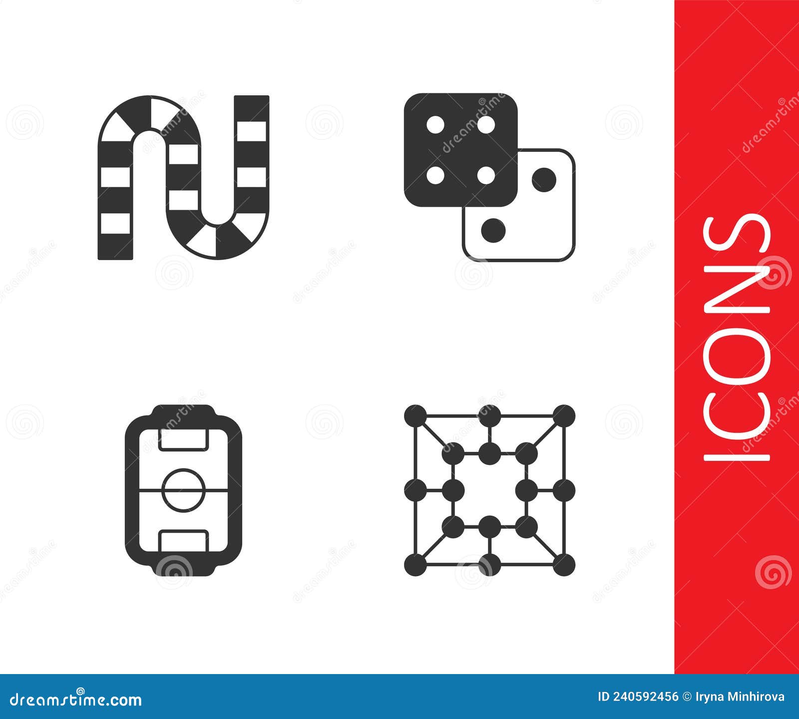 Set Board Game, Table Football and Game Dice Icon. Vector Stock Vector Illustration of