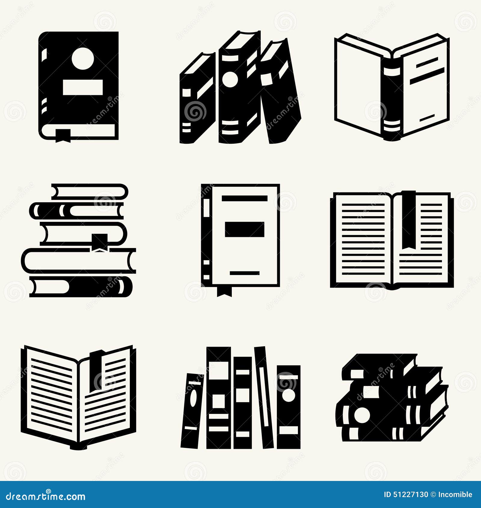 Set Of Book Icons In Flat Design Style Vector Illustration