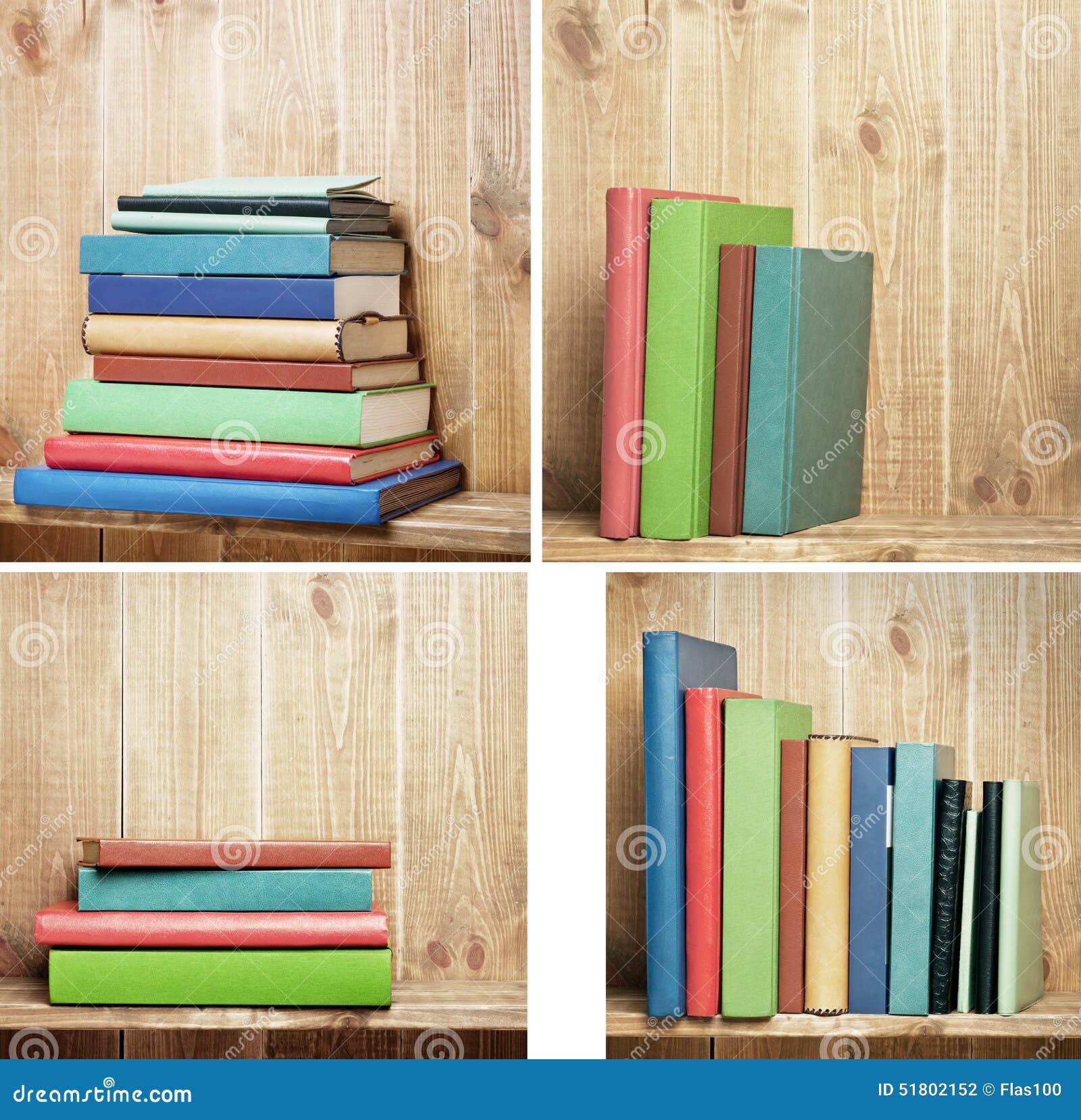 Set of Books on Brown Bookshelf Stock Photo Image of plank