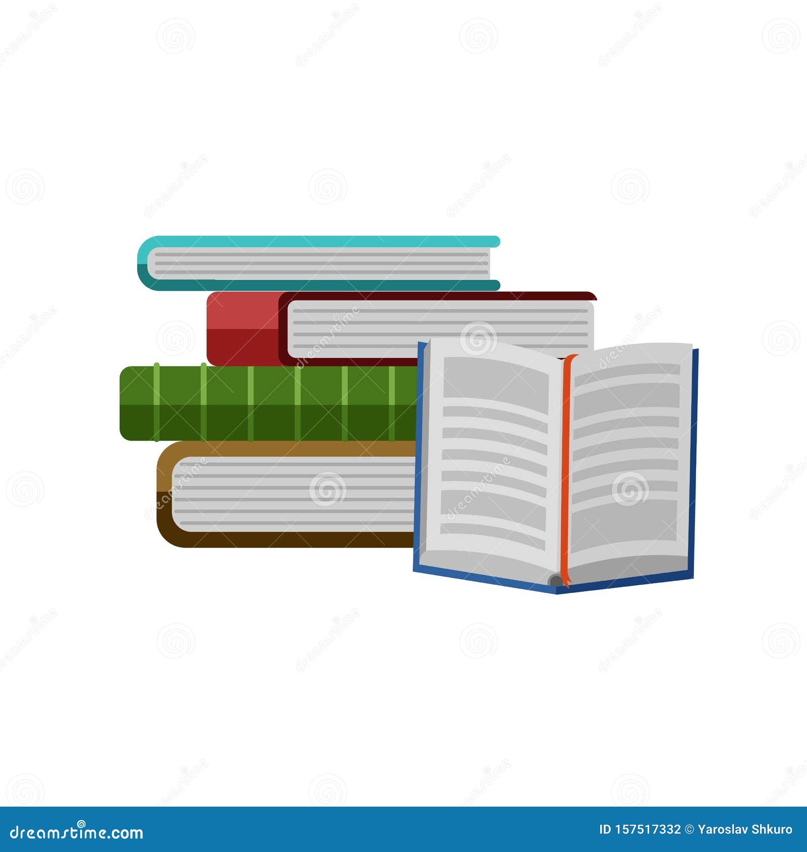 Download Set Of Books Vector Illustration. Stack Of Education Materials Flat Design Stock Vector ...