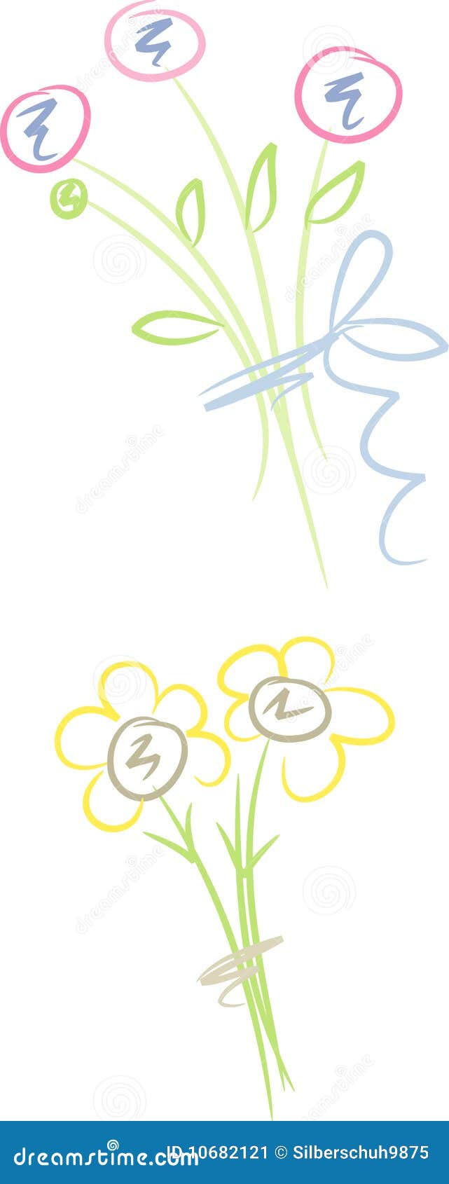 Set: Bouquet of flowers stock vector. Illustration of holiday - 10682121