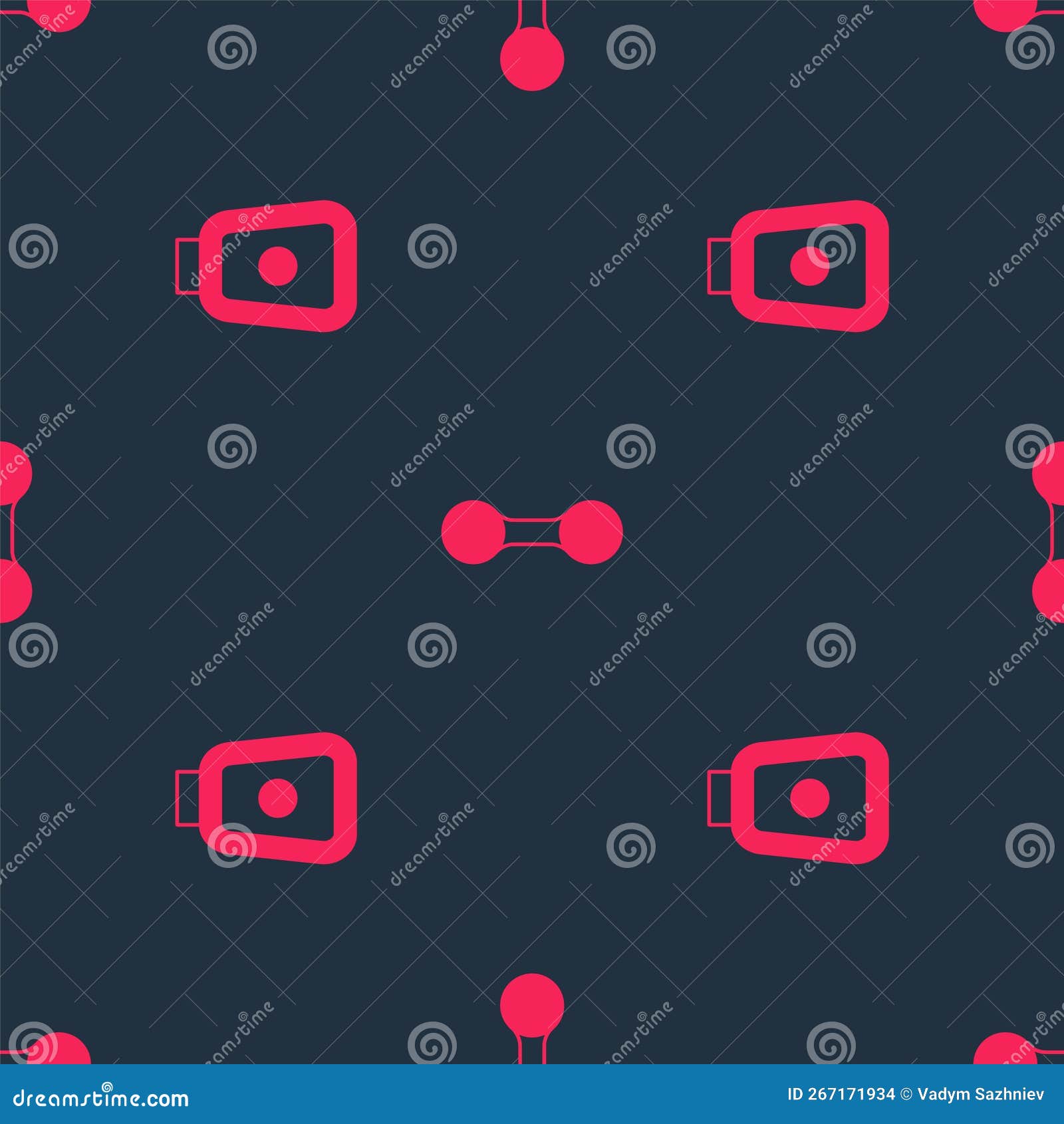 Set Boxing Training Paws and Dumbbell on Seamless Pattern. Vector Stock Vector Illustration of