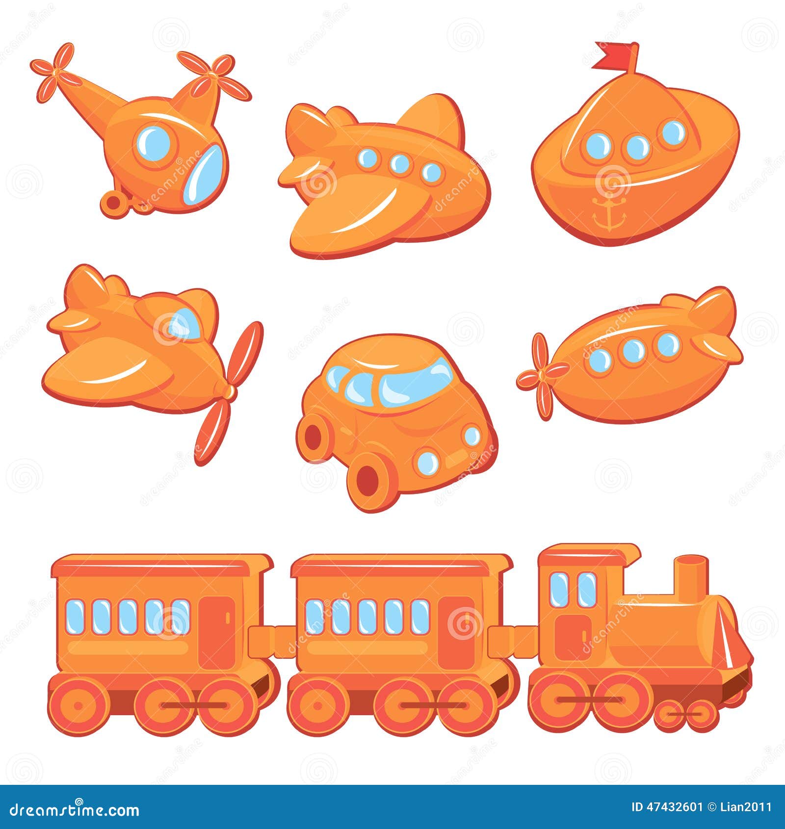 Set of Boys Toys   Transport Cartoons Stock Vector   Illustration ...