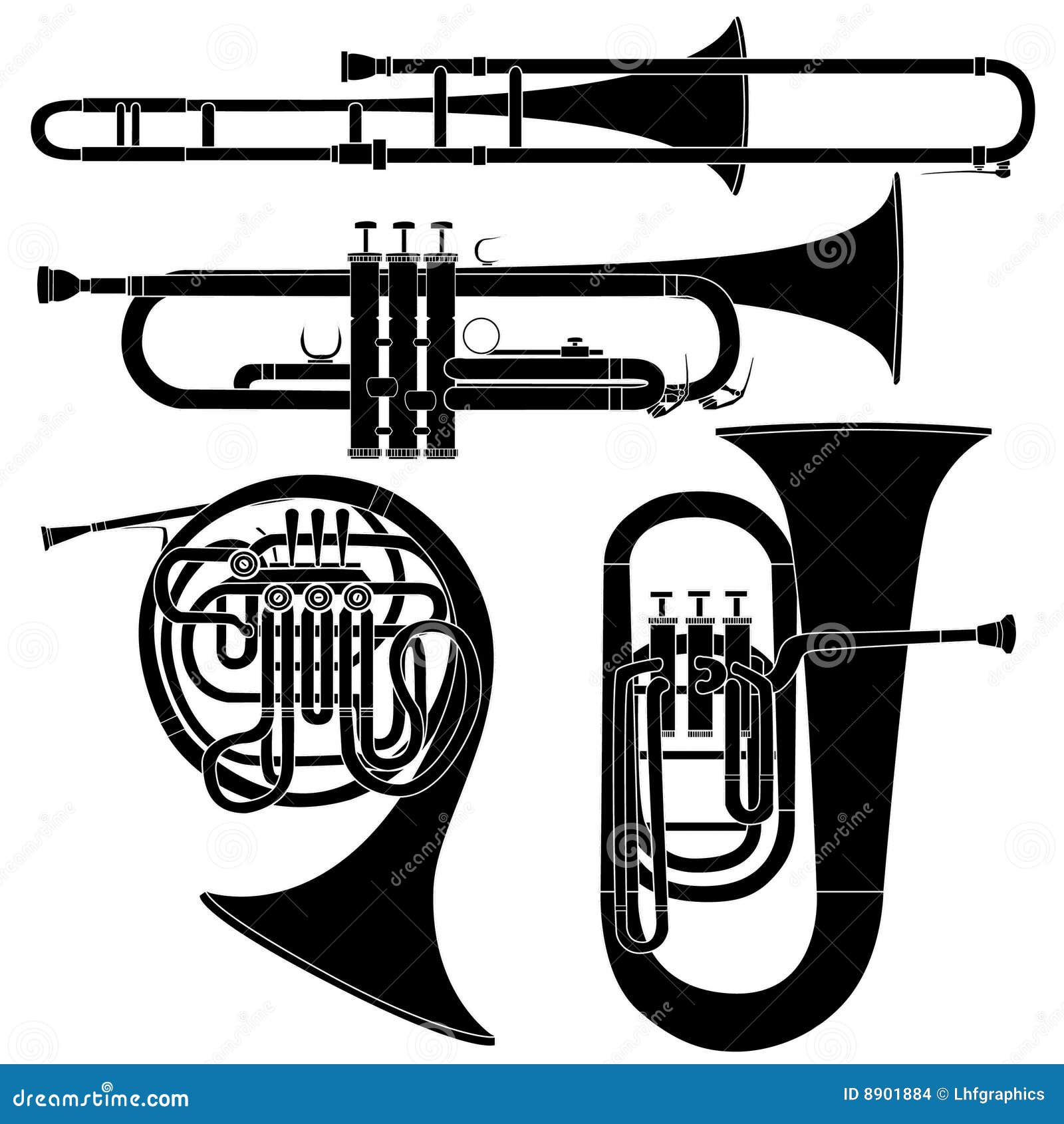 Set of Brass Musical Instruments in Vector Stock Vector - Illustration of  song, jazz: 8901884