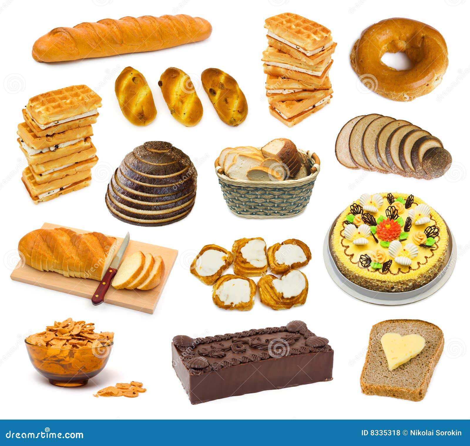 Set of bread and cakes stock photo. Image of isolated 8335318