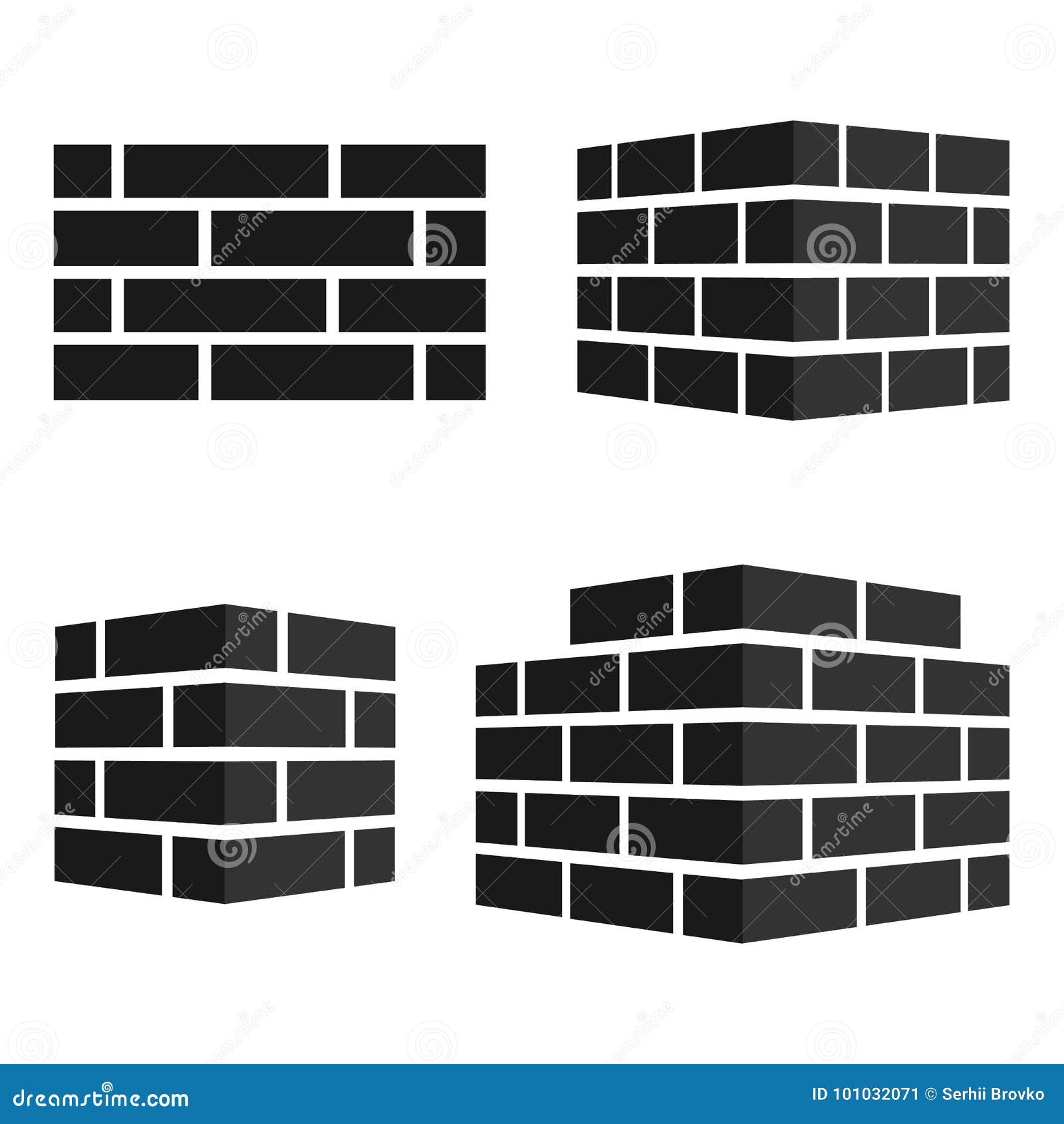 Set Of Bricks Icons. Bricks Logo. Isolated On White Background. Vector