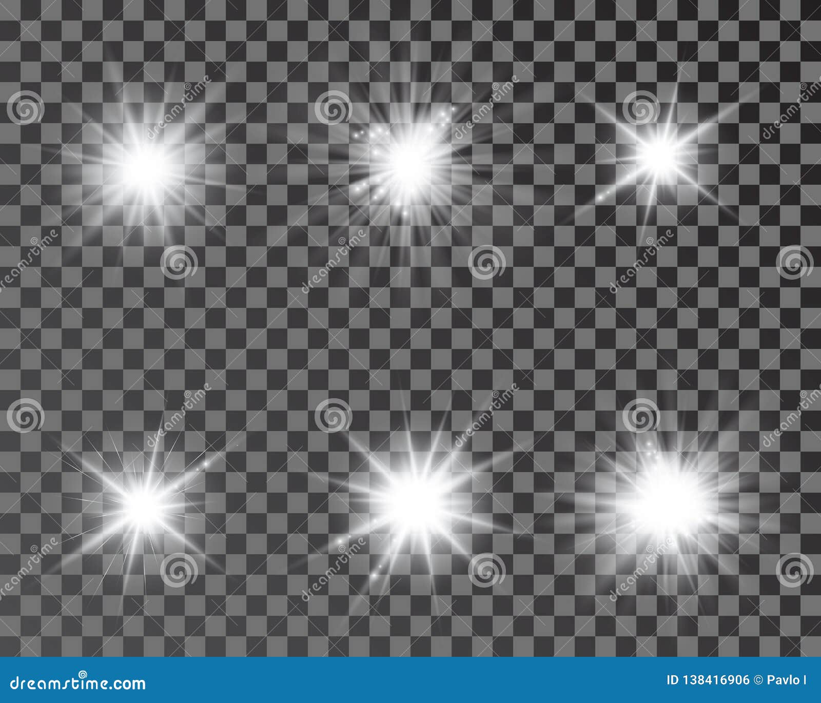 set of bright beautiful stars. optical lens glowing flashlight effect. light effect, bright star, light flare