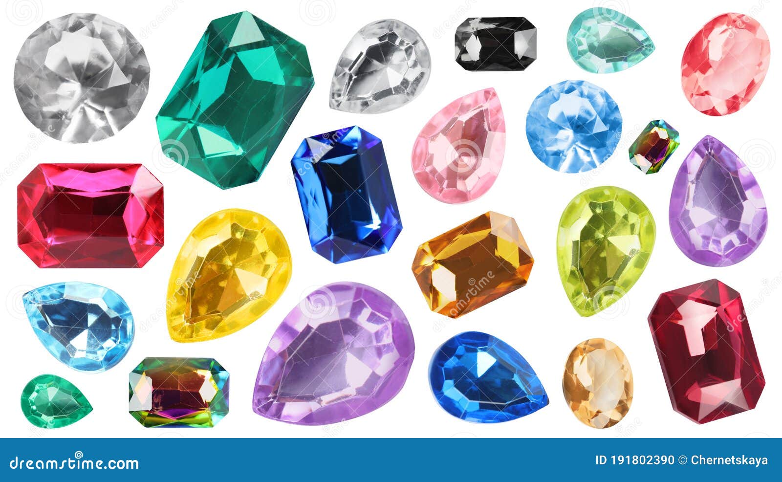 Set of Bright Gemstones Isolated. Banner Design Stock Photo Image of