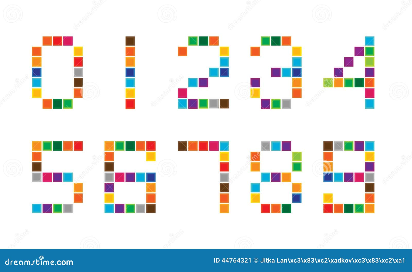 Set of Bright Mosaic Numbers Stock Illustration - Illustration of