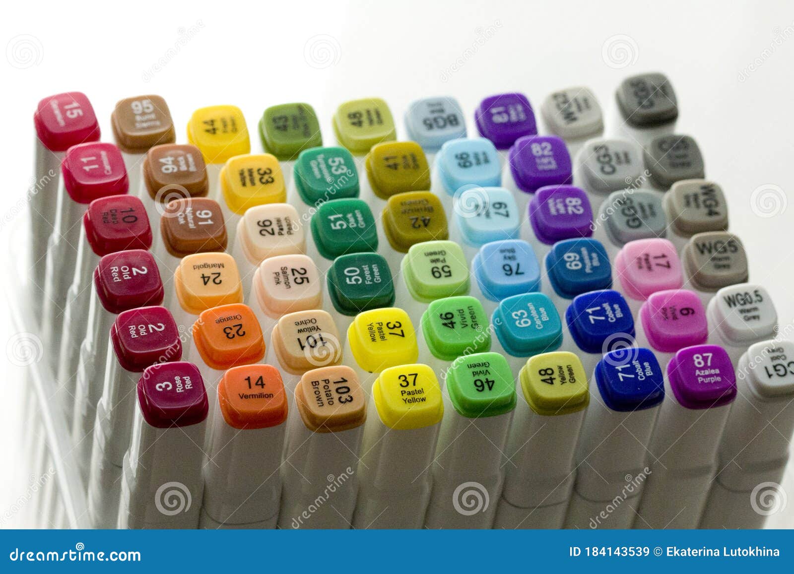 Set of Bright Multi-colored Felt-tip Pens or Markers with Designation of  Numbers and the Name of Color. Photo for Creativity, Stock Image - Image of  green, felttipped: 184143539