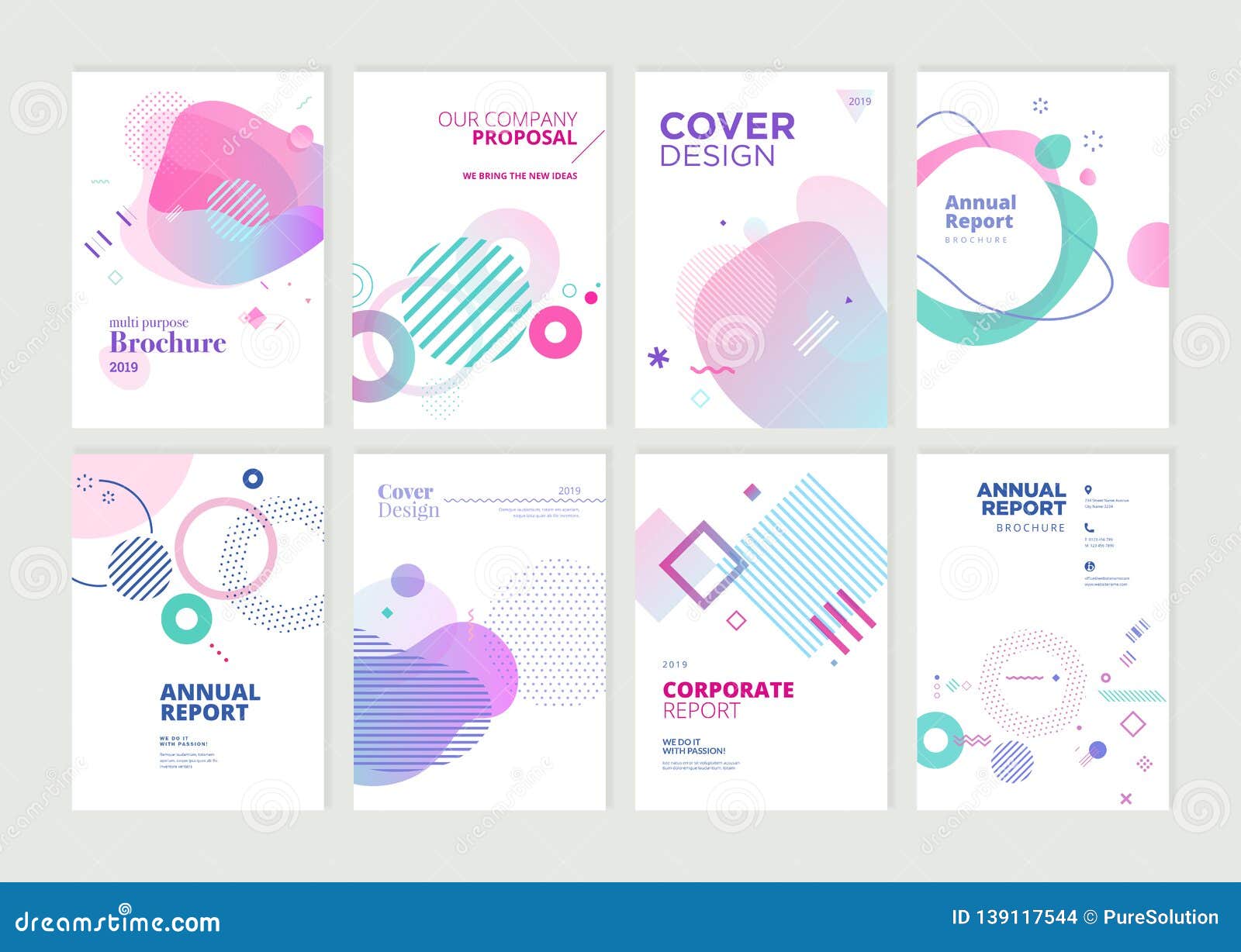 set of brochure, annual report and cover  templates for beauty