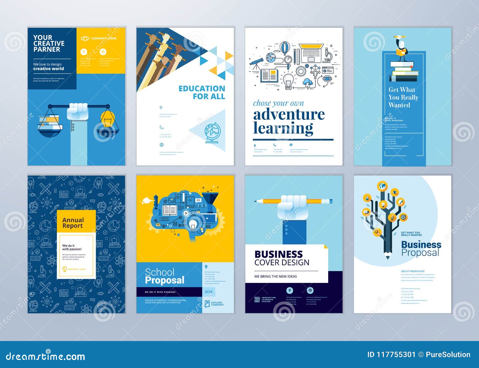 Set of Brochure Design Templates on the Subject of Education For School Brochure Design Templates