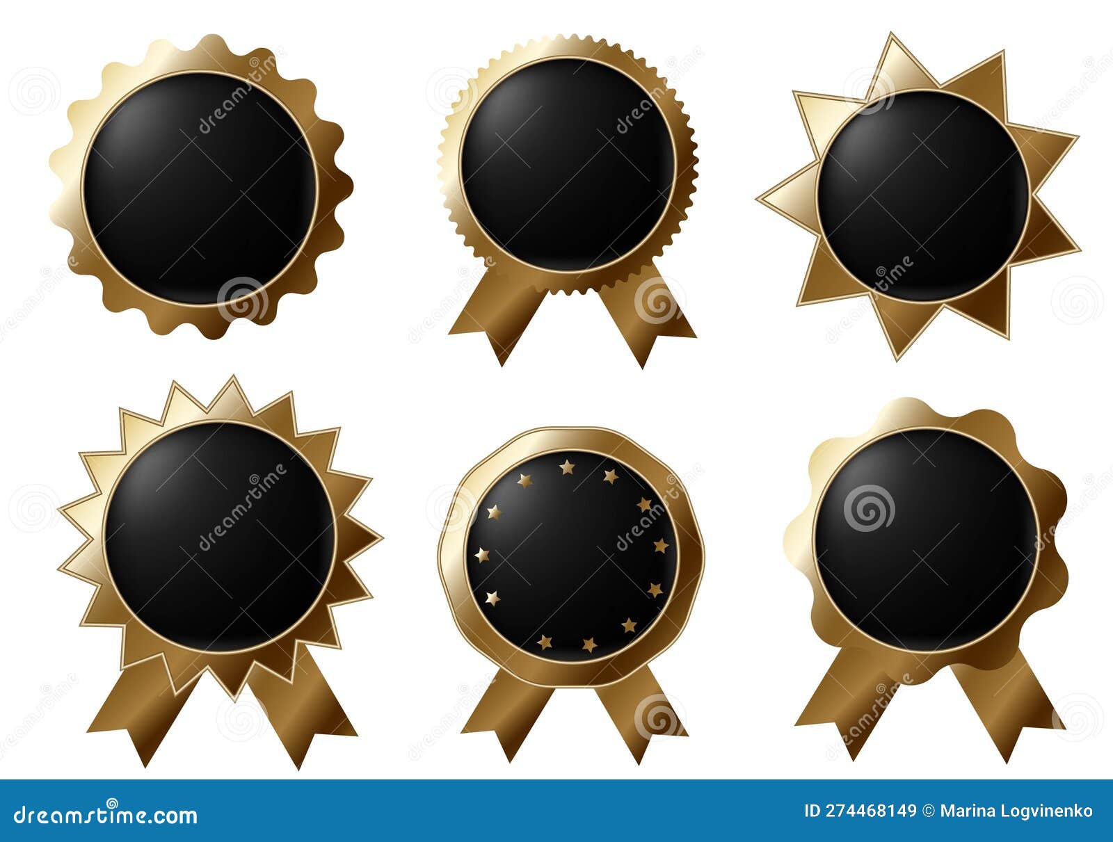 Set of Bronze Award Badges. Shiny Prize Emblem Design Stock Vector