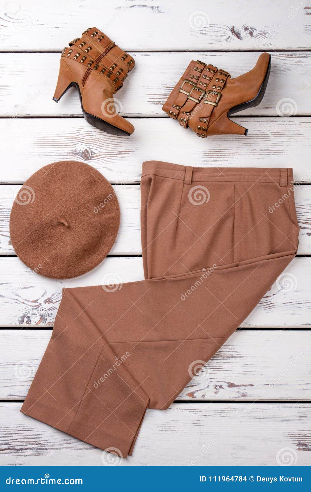 Set of Brown Colored Women Clothes. Stock Photo - Image of heel ...