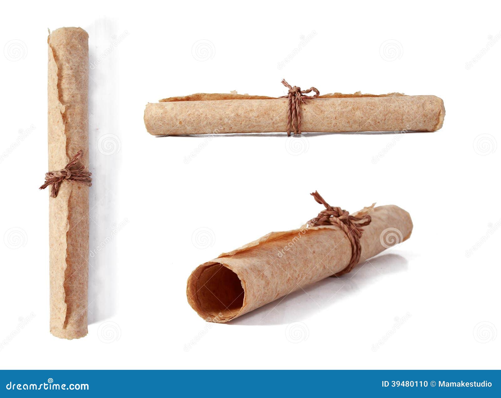 Set of brown paper roll stock photo. Image of papyrus 39480110