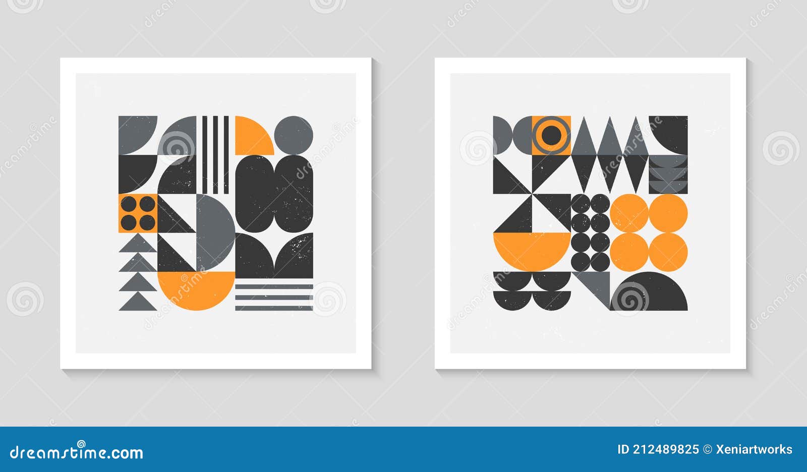 set of bstract bauhaus geometric pattern backgrounds
