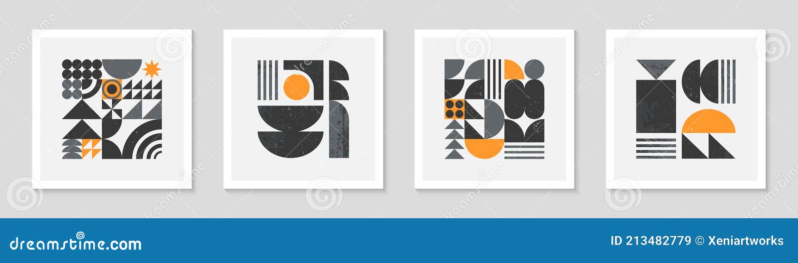 set of bstract bauhaus geometric pattern backgrounds