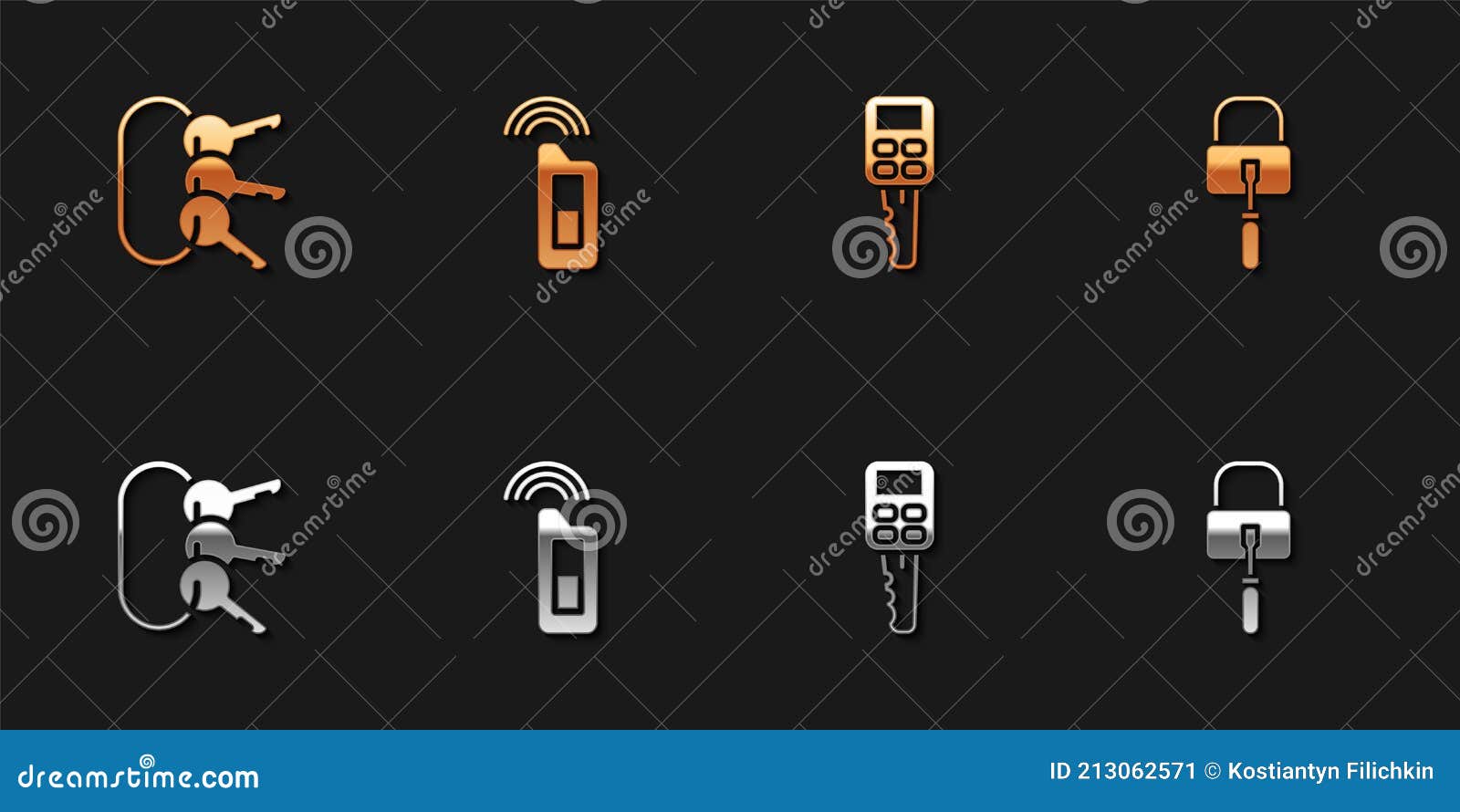 Set Bunch of Keys, Car with Remote, and Lock Picks for Lock Picking