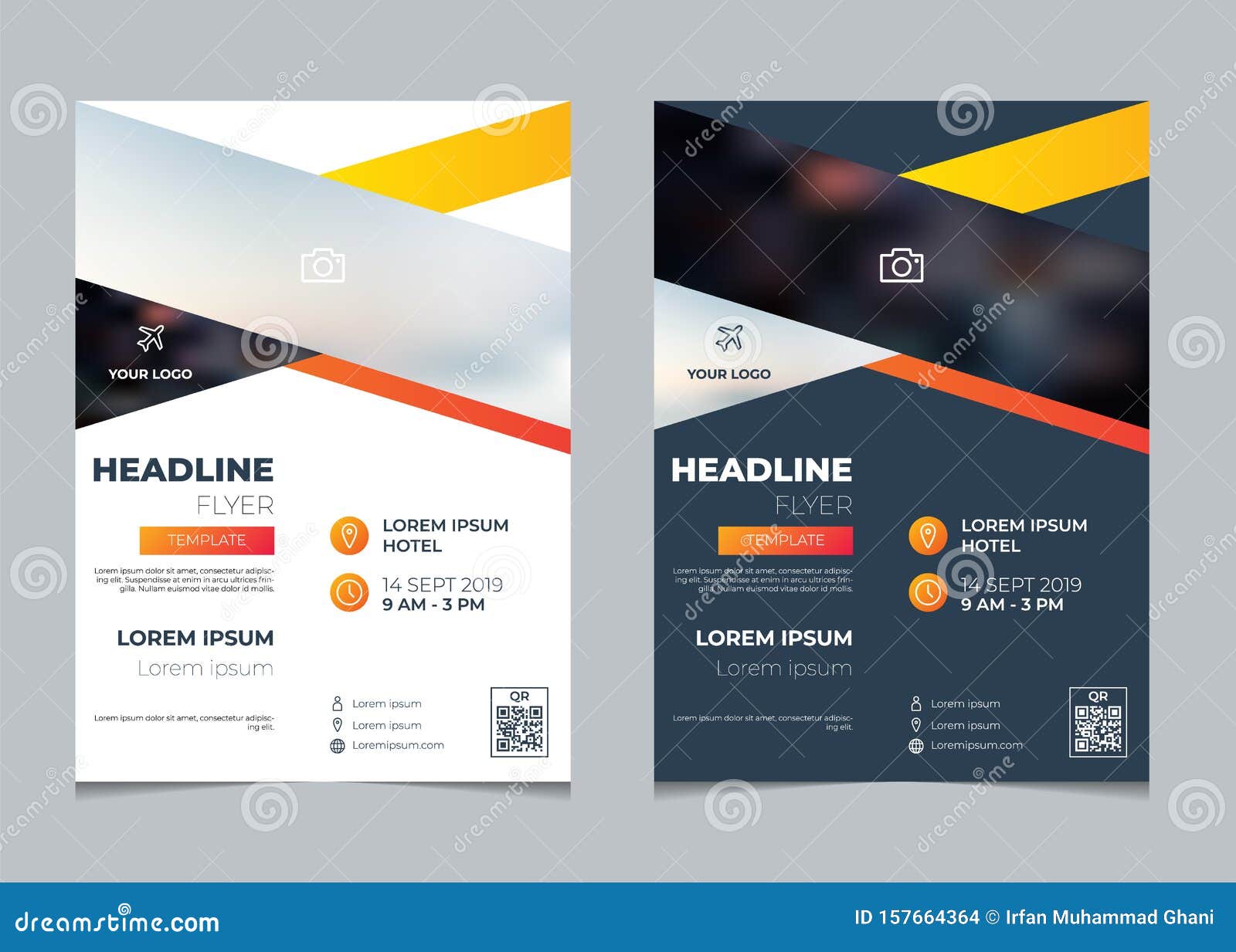 Set Of Business Flyer Template Vector Brochure Poster Layout Design With Geometric Orange Gradient Stock Vector Illustration Of Magazine Banner