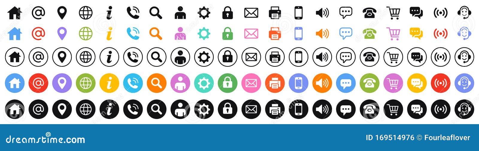 set of 100 business card icons.