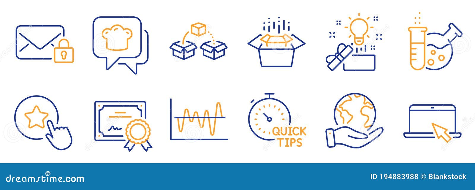 set of business icons, such as stock analysis, portable computer, loyalty star. 