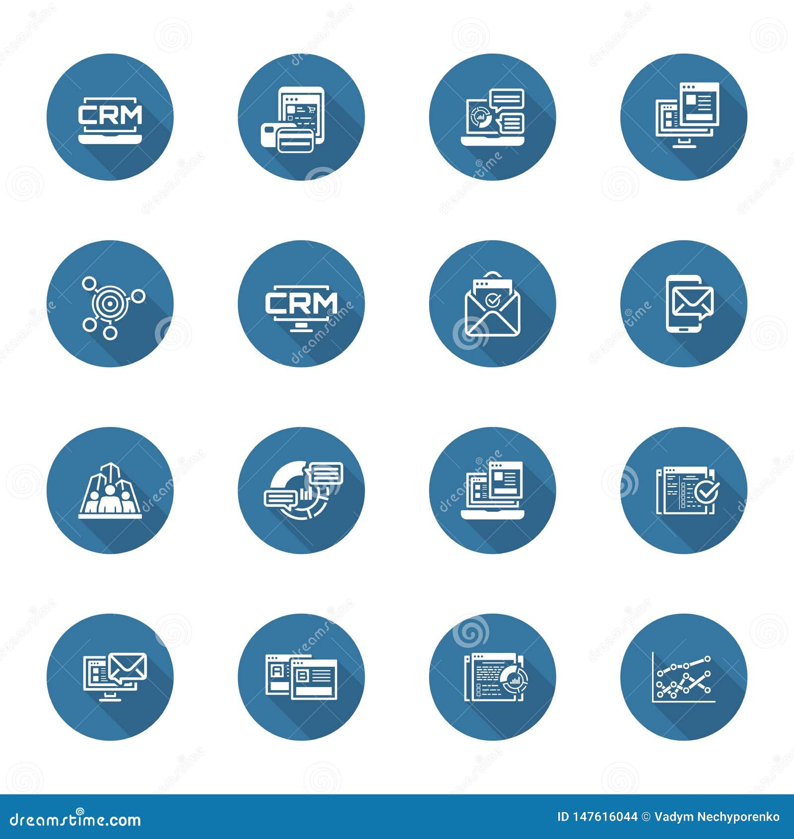 set of business and marketing flat icons