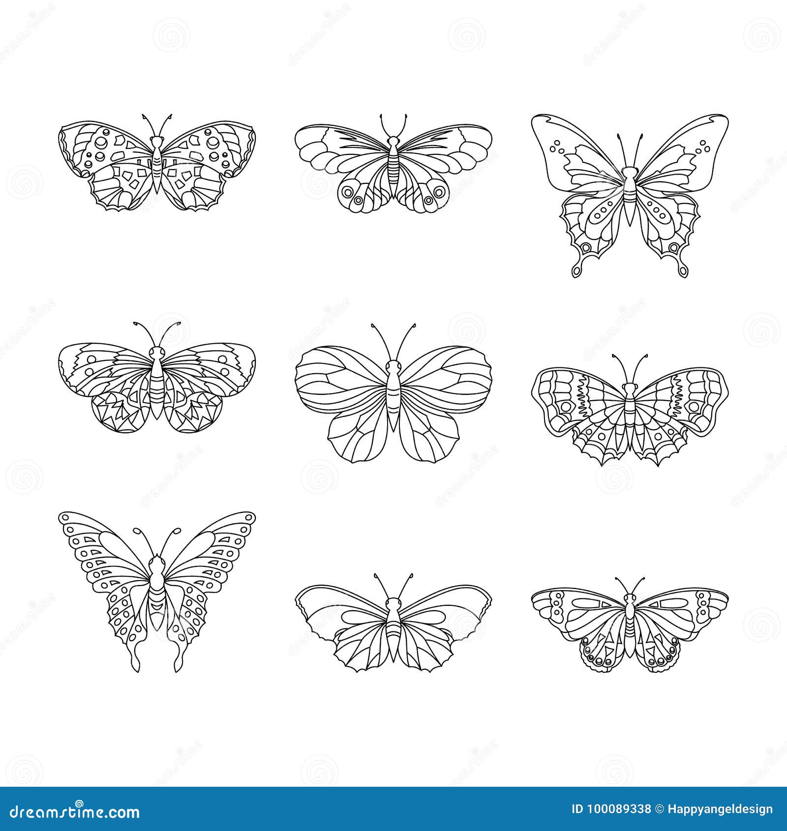 Butterfly outline hand drawing doodle - Stock Illustration [87534002] -  PIXTA