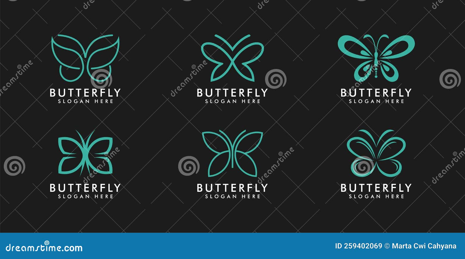 Set of Butterfly Logo Design Template Stock Vector Illustration of minimal, beautiful 259402069