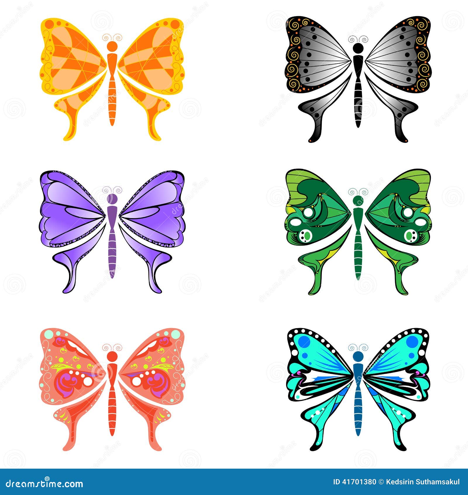 Set of butterfly shape stock illustration. Illustration of graphic