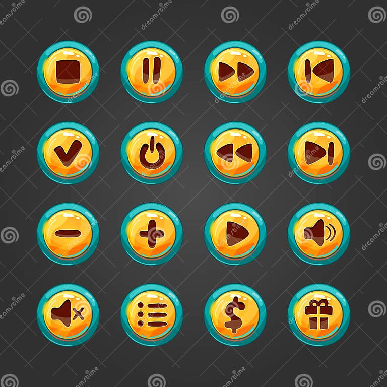 Set of Button for Game Design1 Stock Illustration Illustration of